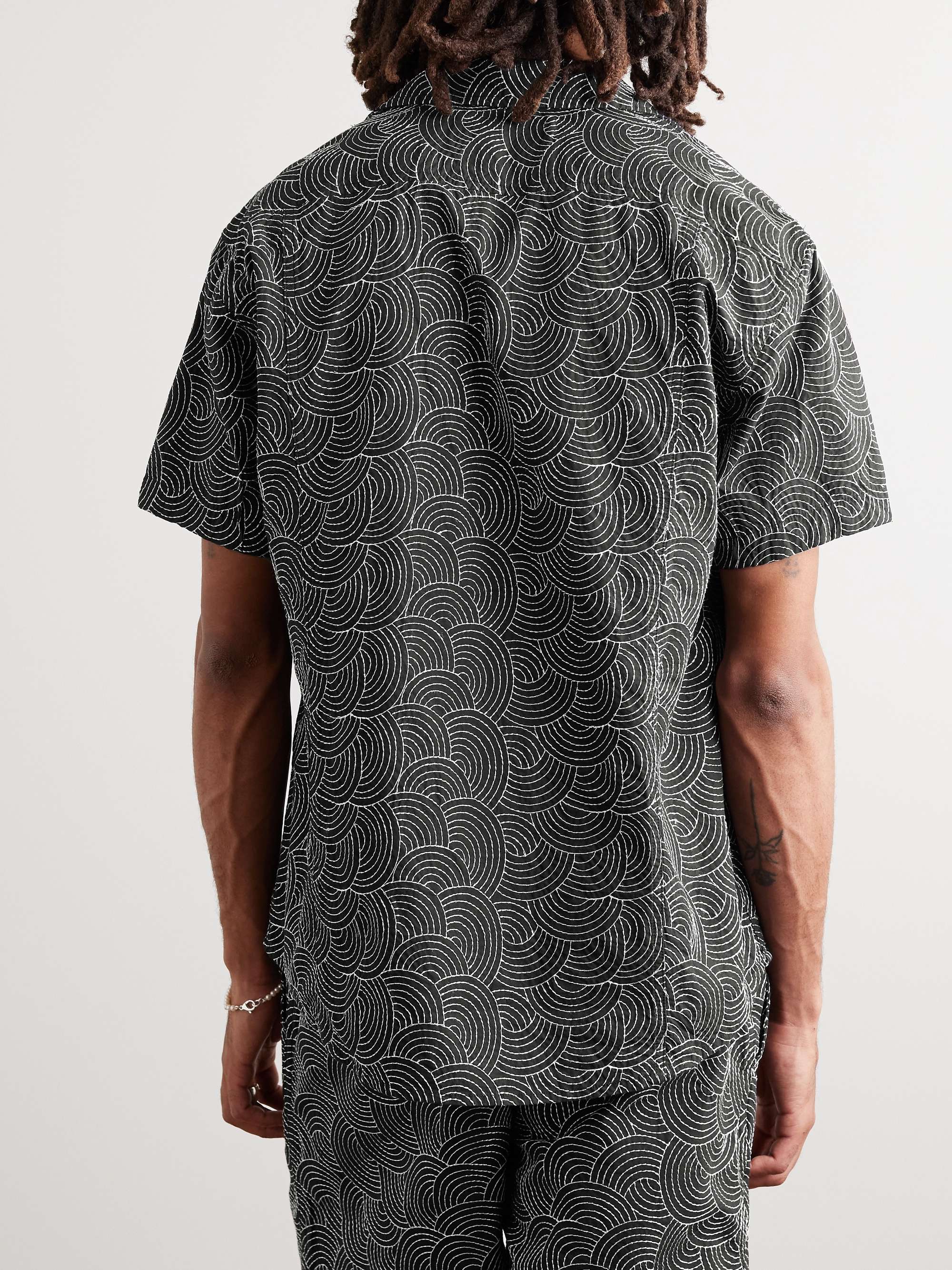 CORRIDOR Mind Spin Camp-Collar Embroidered Cotton Shirt