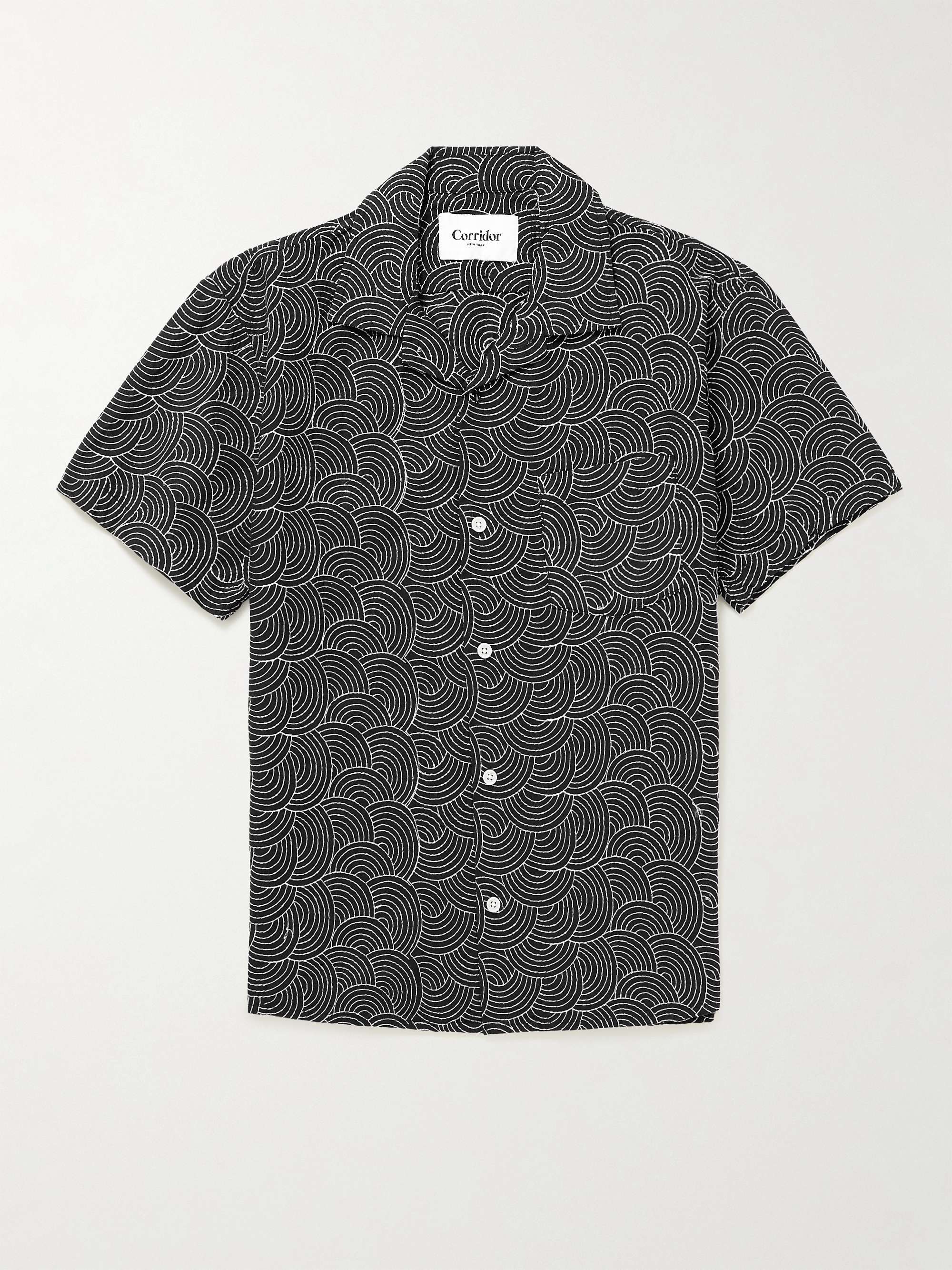 CORRIDOR Mind Spin Camp-Collar Embroidered Cotton Shirt