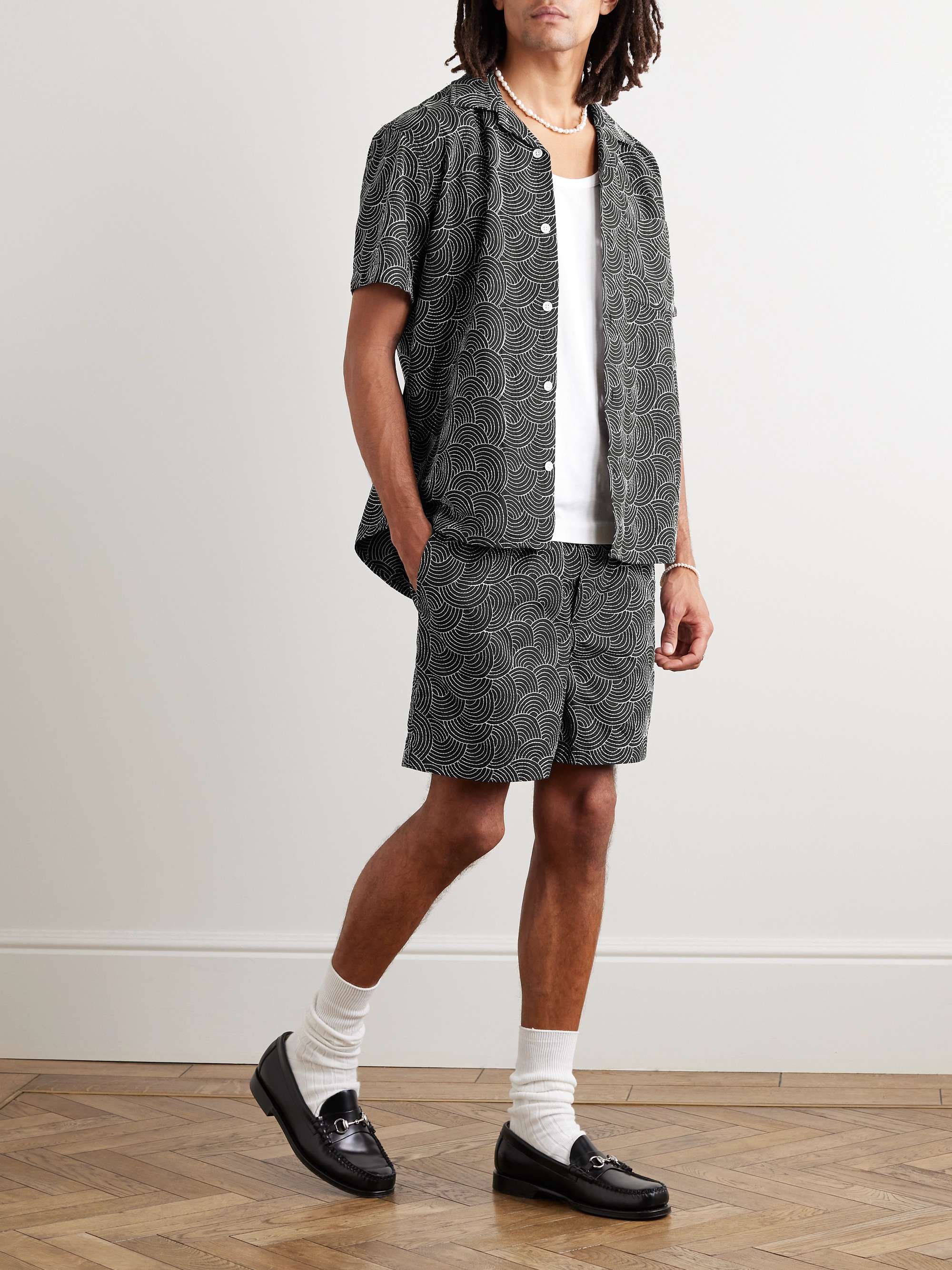 CORRIDOR Mind Spin Camp-Collar Embroidered Cotton Shirt