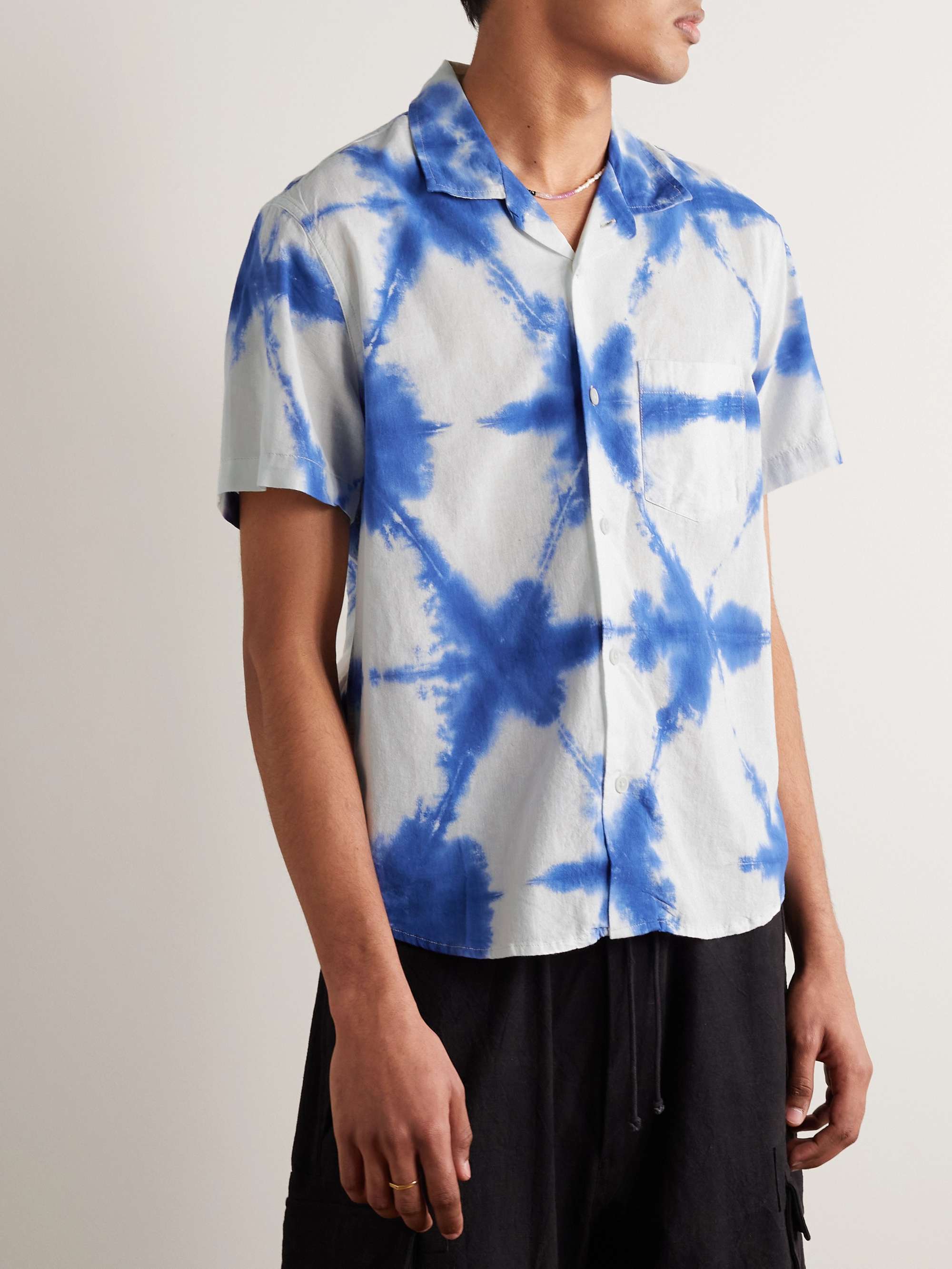 CORRIDOR Sunrise Camp-Collar Tie-Dyed Cotton-Voile Shirt