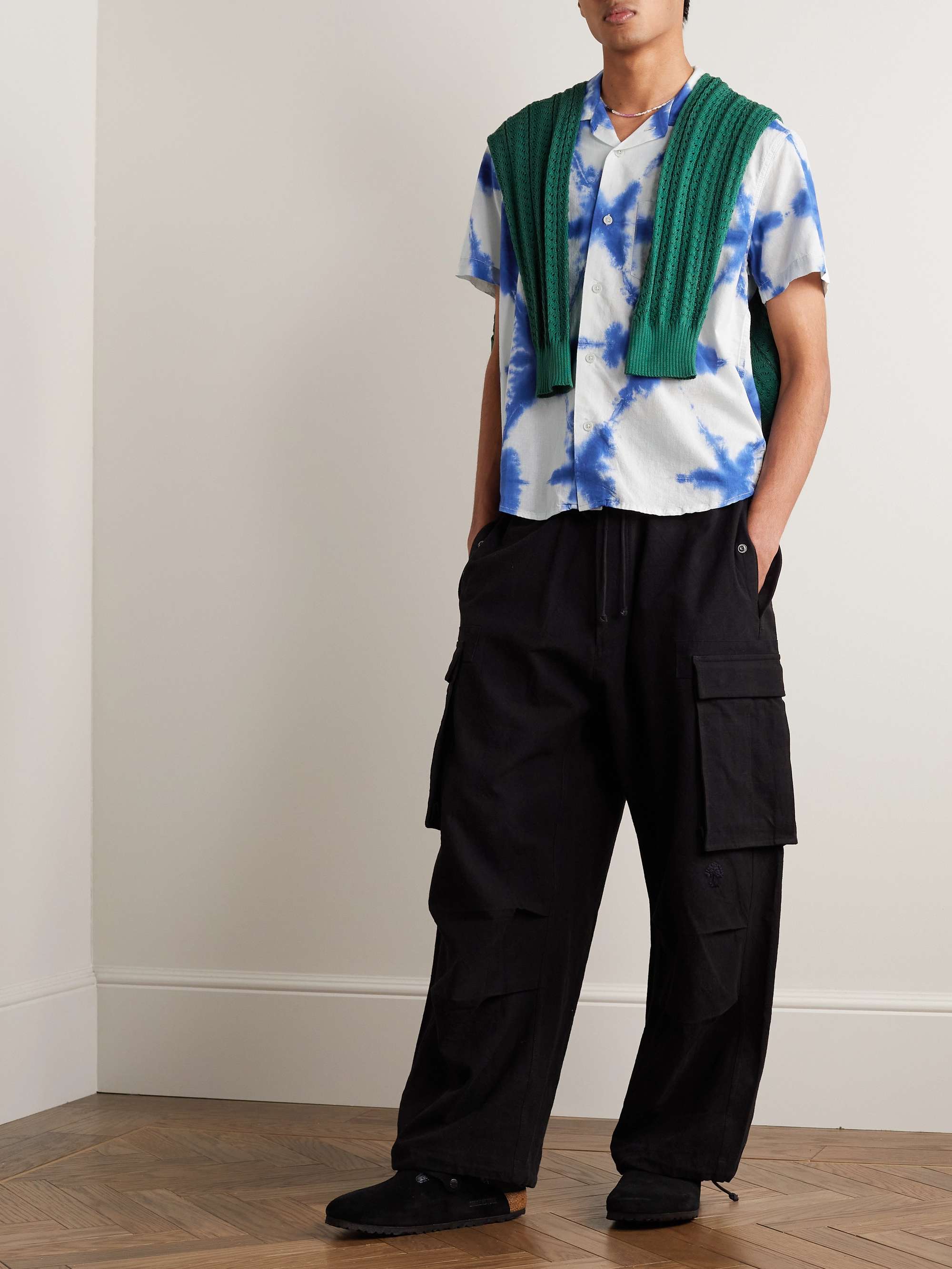 CORRIDOR Sunrise Camp-Collar Tie-Dyed Cotton-Voile Shirt