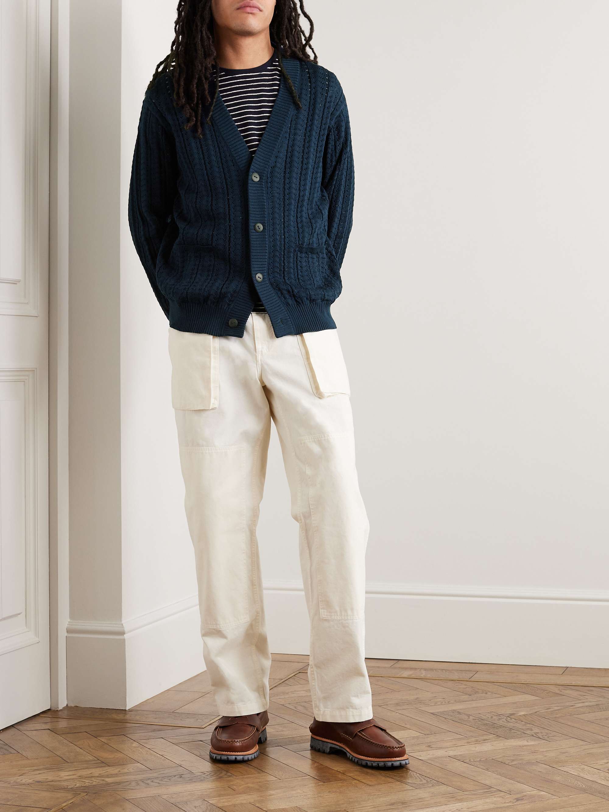 CORRIDOR Crocheted Pima Cotton Cardigan