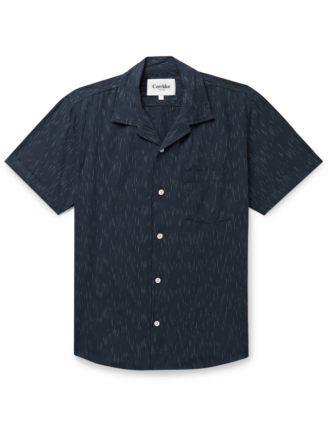 Camp-Collar Cotton-Jacquard Shirt