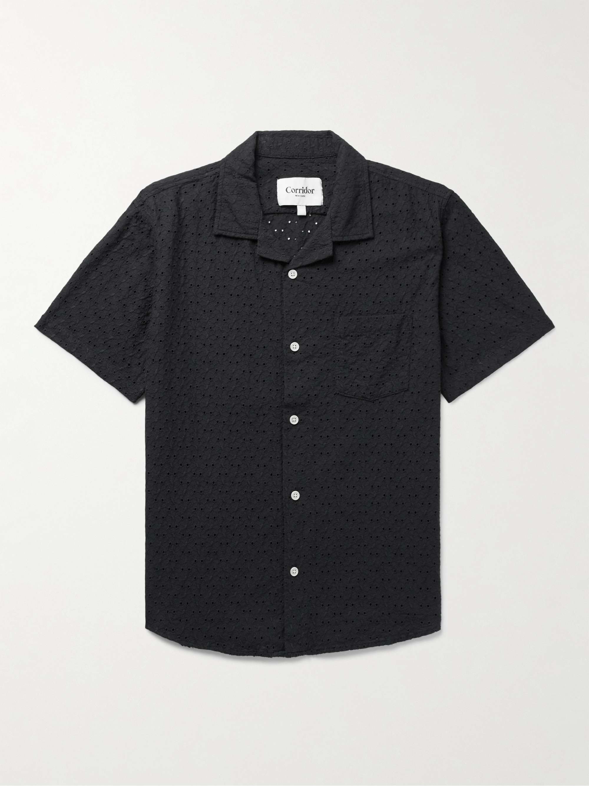 CORRIDOR Camp-Collar Broderie Anglaise Cotton Shirt
