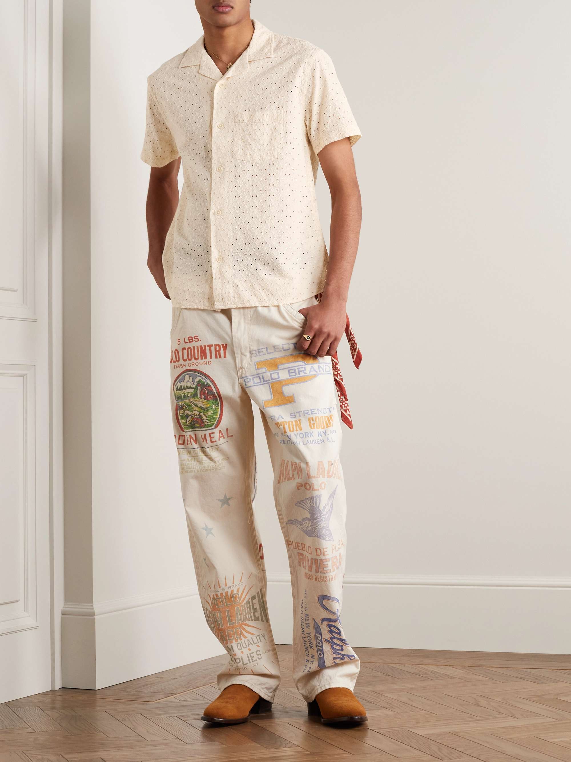 CORRIDOR Camp-Collar Broderie Anglaise Cotton Shirt