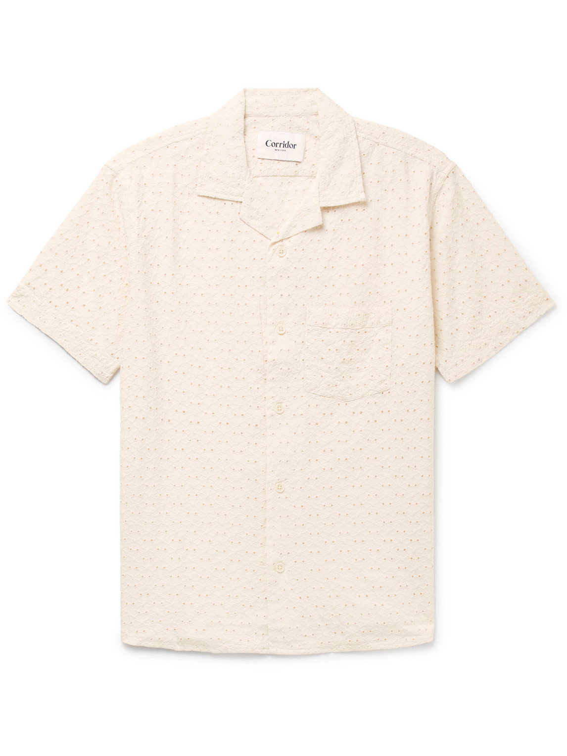 Camp-Collar Broderie Anglaise Cotton Shirt