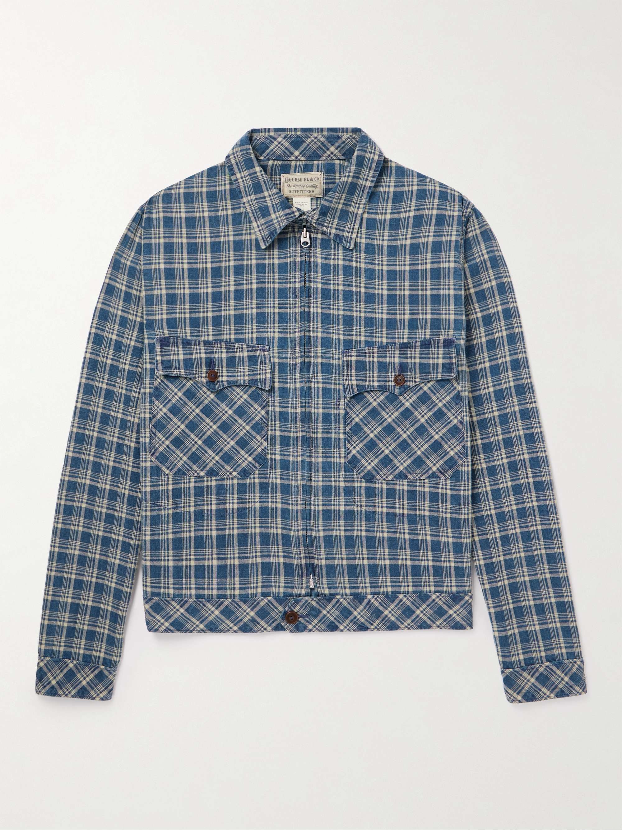 RRL Shorewood Slim-Fit Checked Linen and Cotton-Blend Bomber Jacket for ...