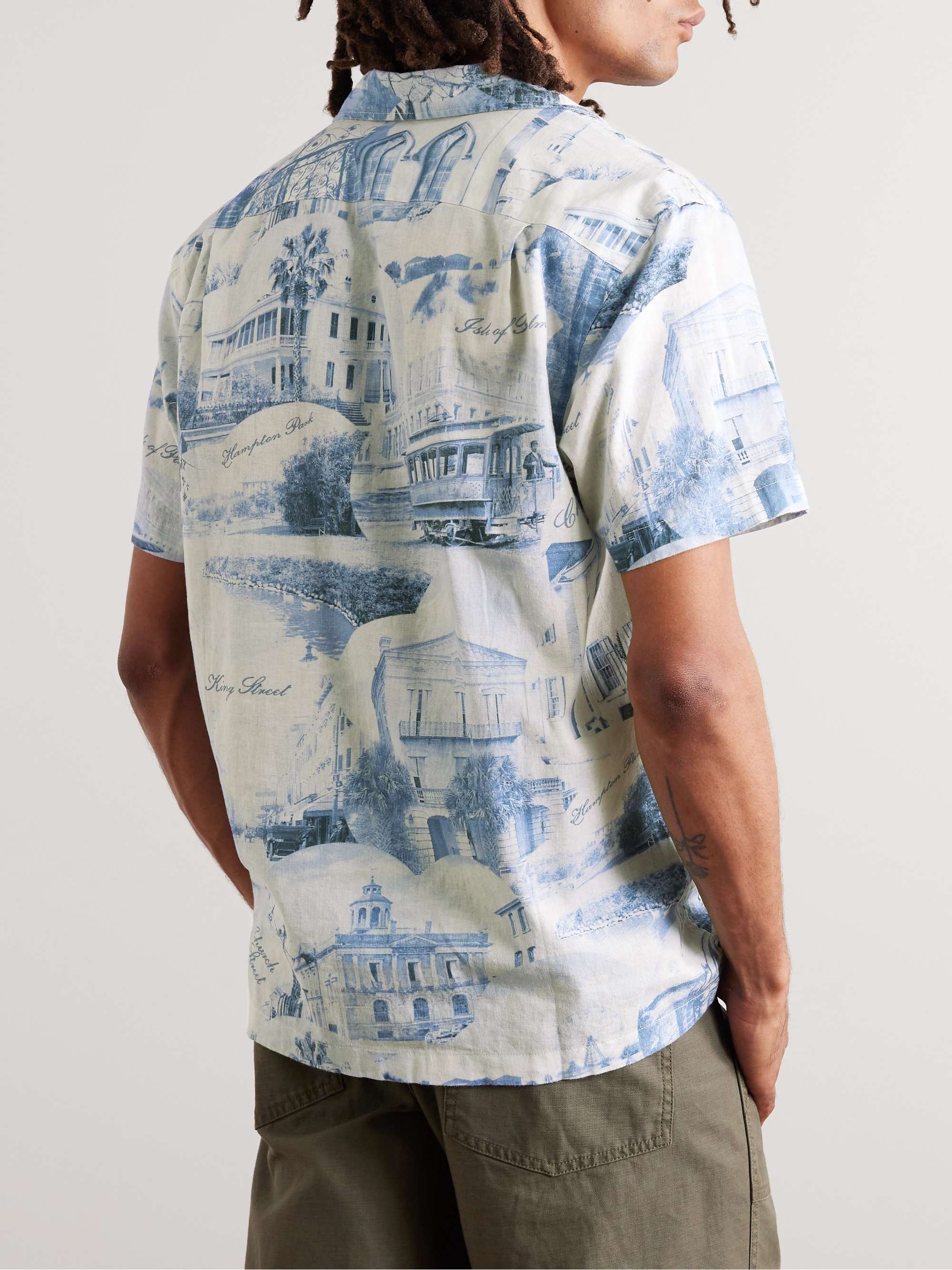 RRL Camp-Collar Printed Linen and Cotton-Blend Shirt