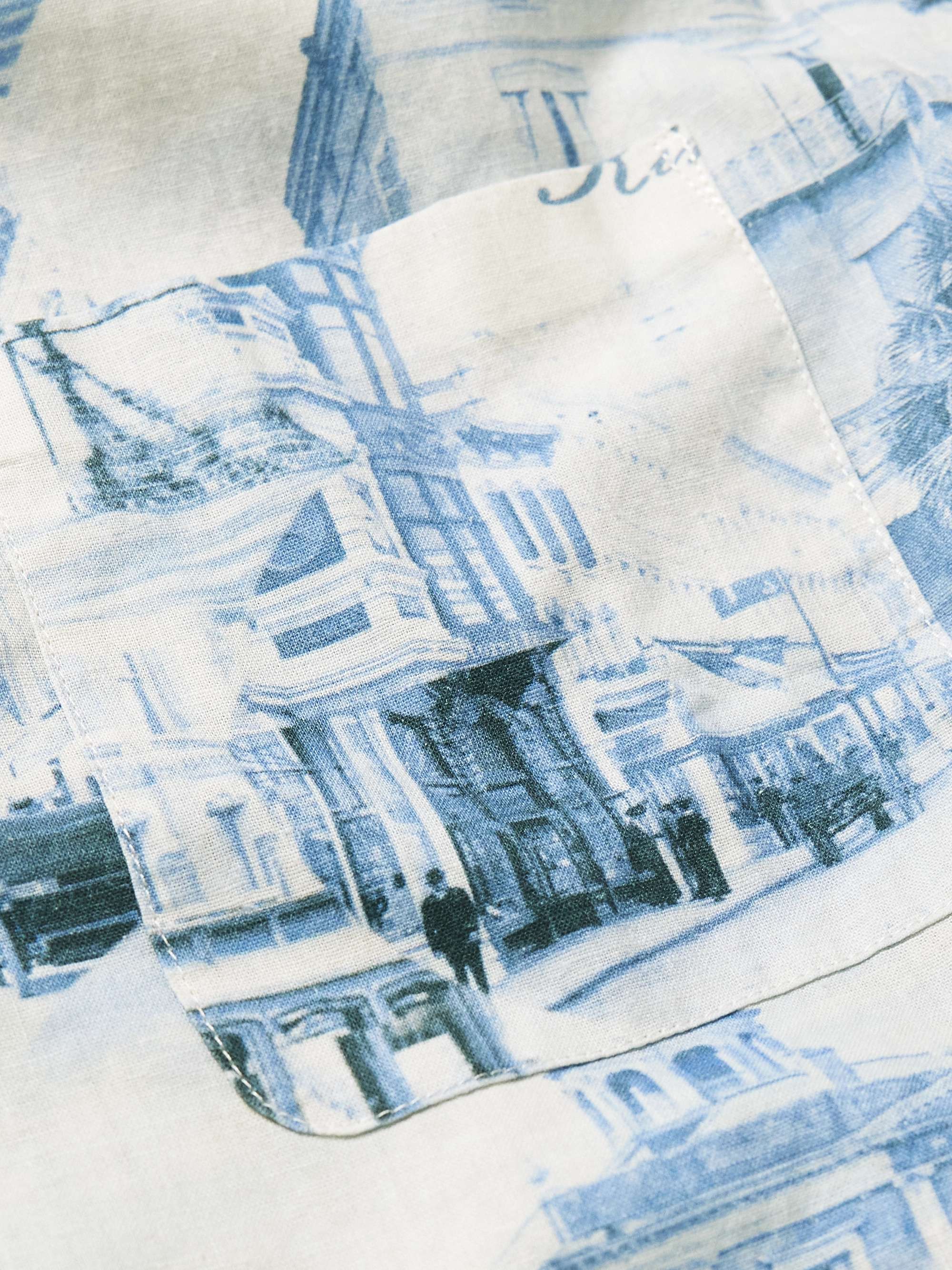 RRL Camp-Collar Printed Linen and Cotton-Blend Shirt