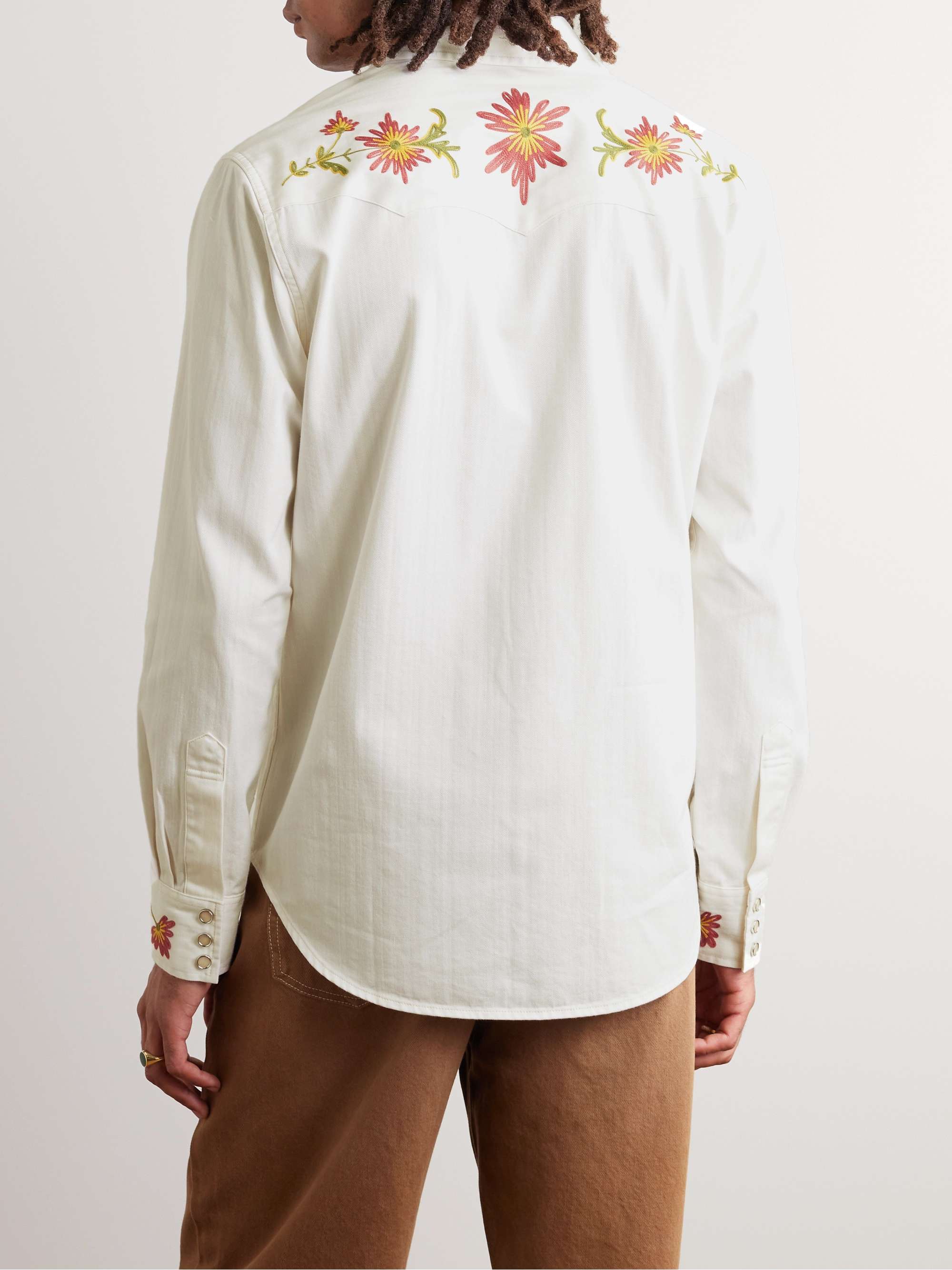 RRL Embroidered Denim Western Shirt