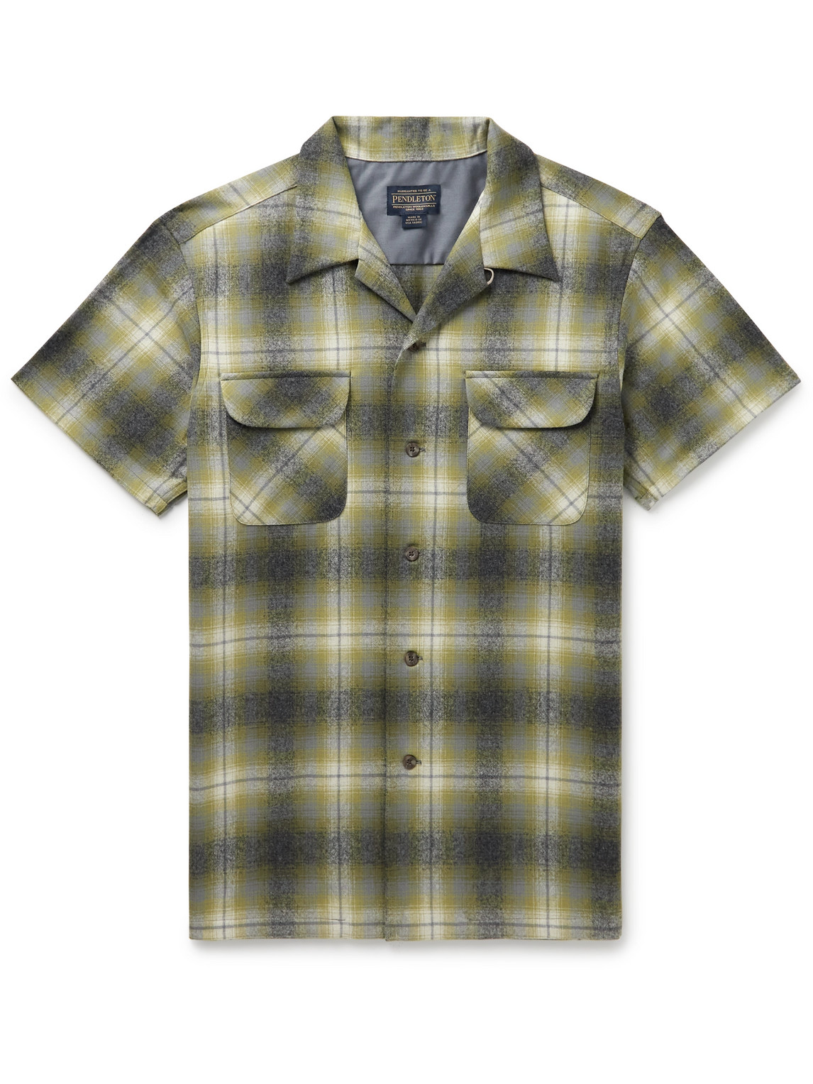 Board Convertible-Collar Checked Merino Wool Shirt