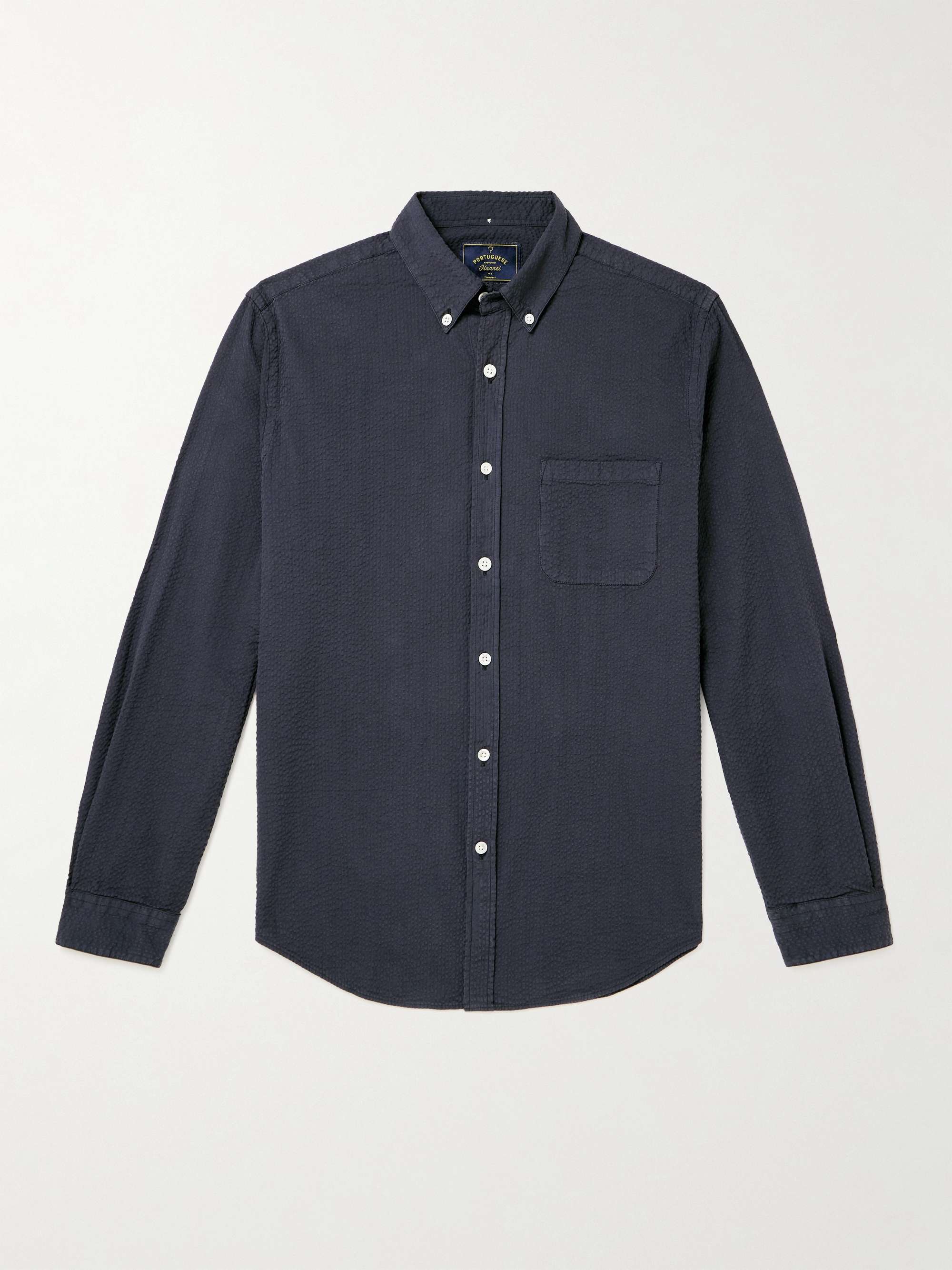 PORTUGUESE FLANNEL Atlantico Slim-Fit Button-Down Collar Cotton-Seersucker Shirt