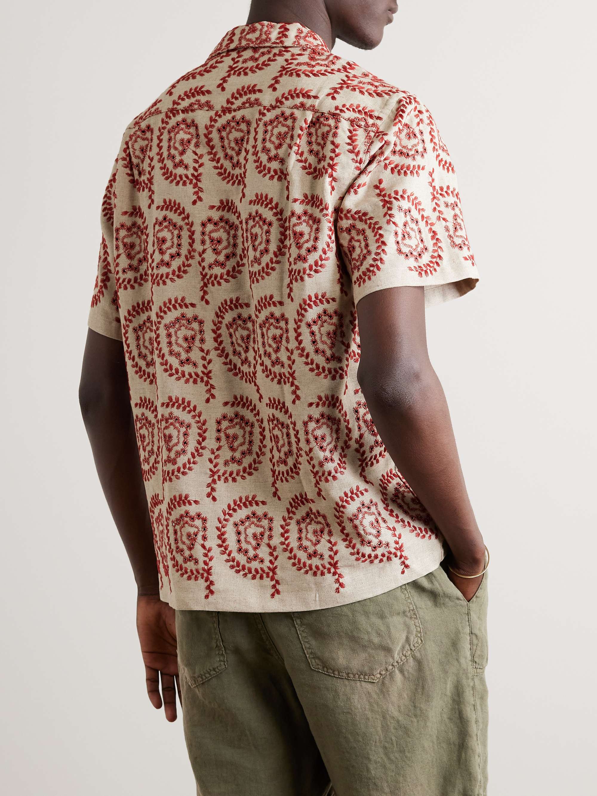 PORTUGUESE FLANNEL Tapestry Camp-Collar Embroidered Gauze Shirt