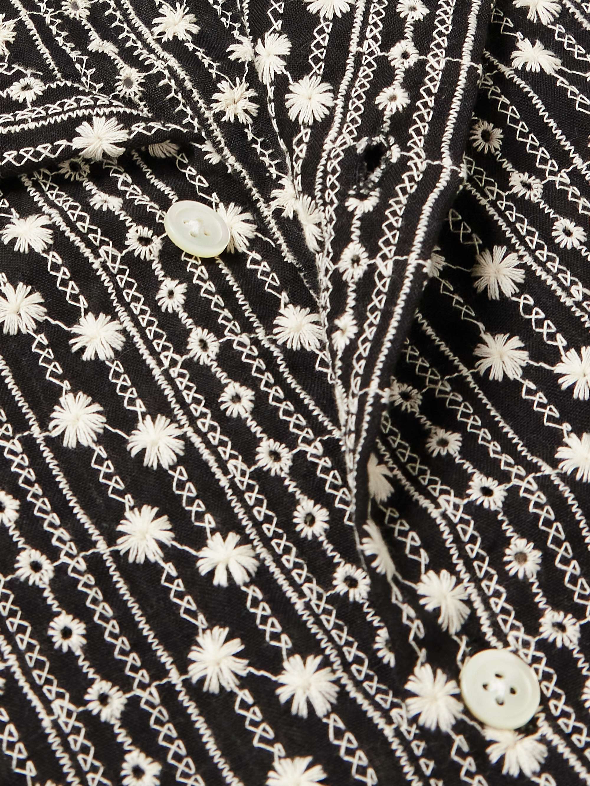 PORTUGUESE FLANNEL Piros Convertible-Collar Embroidered Cotton-Blend Shirt