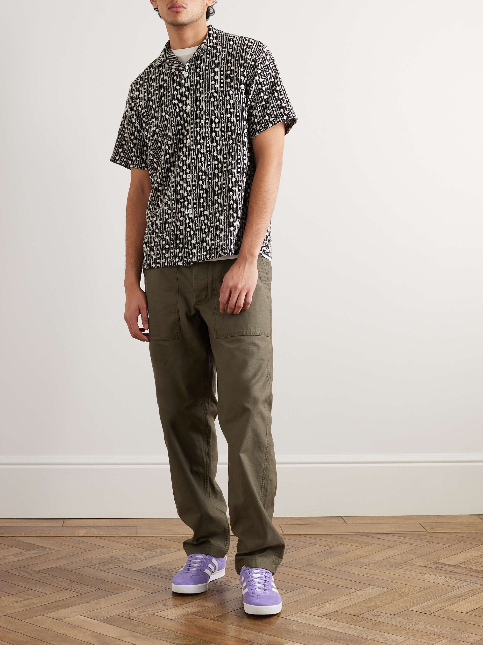 PORTUGUESE FLANNEL Piros Convertible-Collar Embroidered Cotton-Blend Shirt