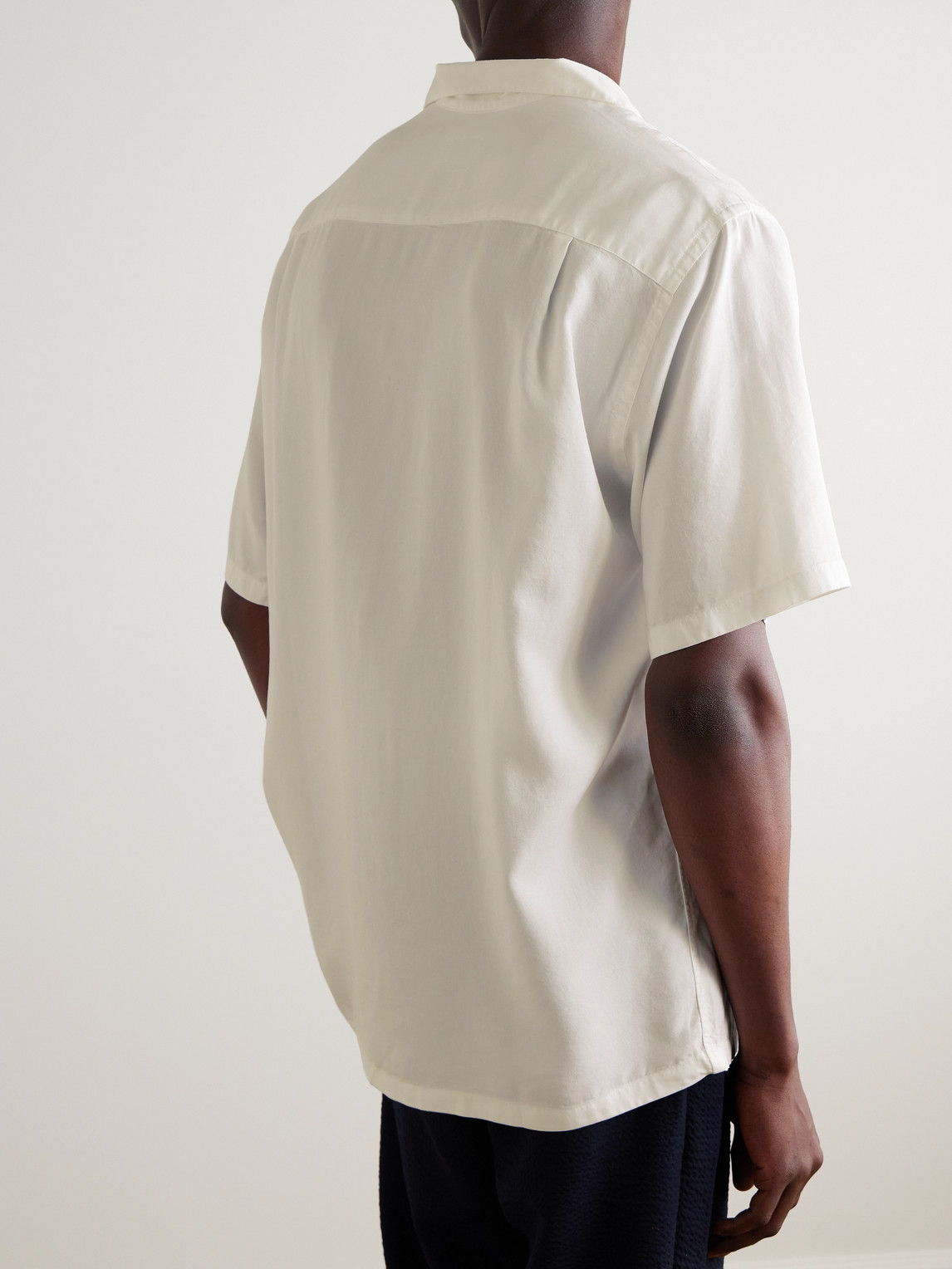 Shop Portuguese Flannel Camp-collar Tencel™ Lyocell Shirt In Neutrals