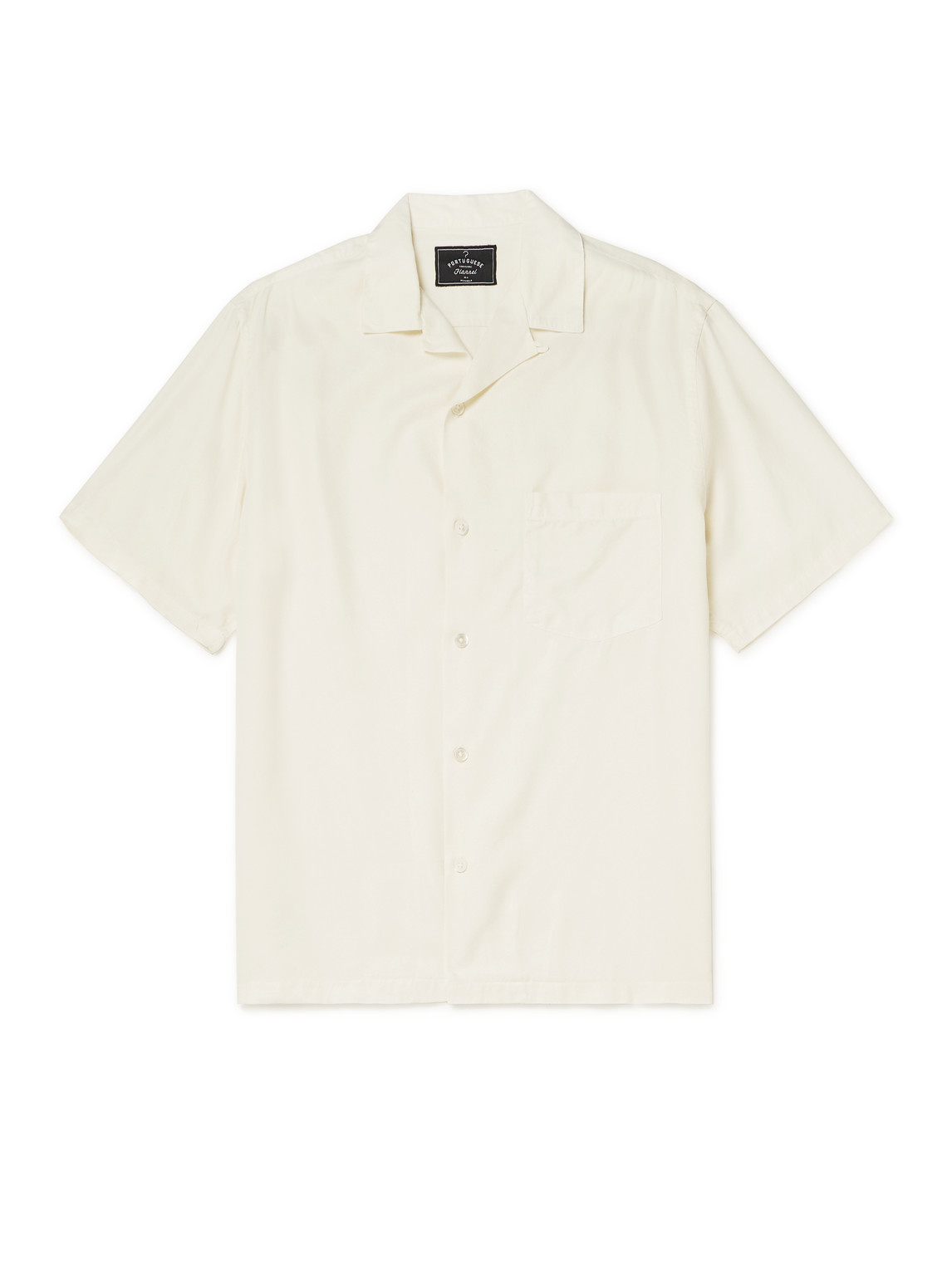 Portuguese Flannel Camp-collar Tencel™ Lyocell Shirt In Neutrals