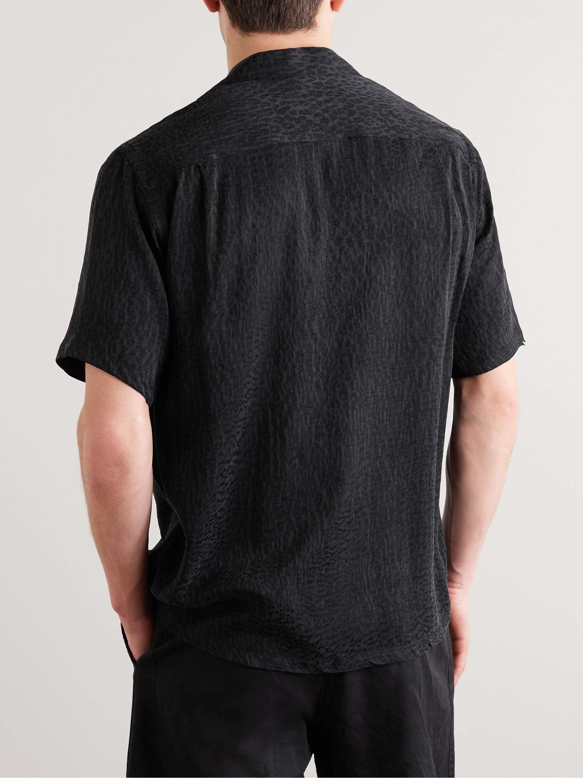 PORTUGUESE FLANNEL Finger Print Convertible-Collar Jacquard Shirt