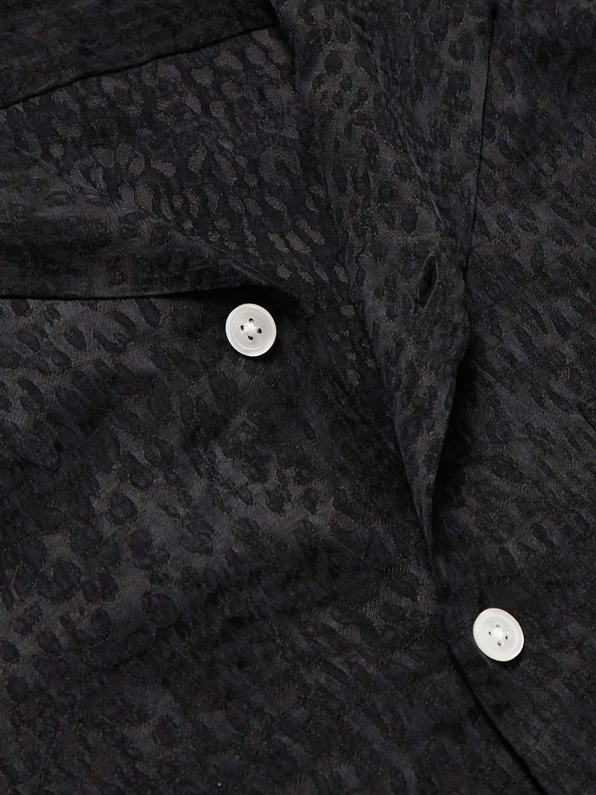 PORTUGUESE FLANNEL Finger Print Convertible-Collar Jacquard Shirt