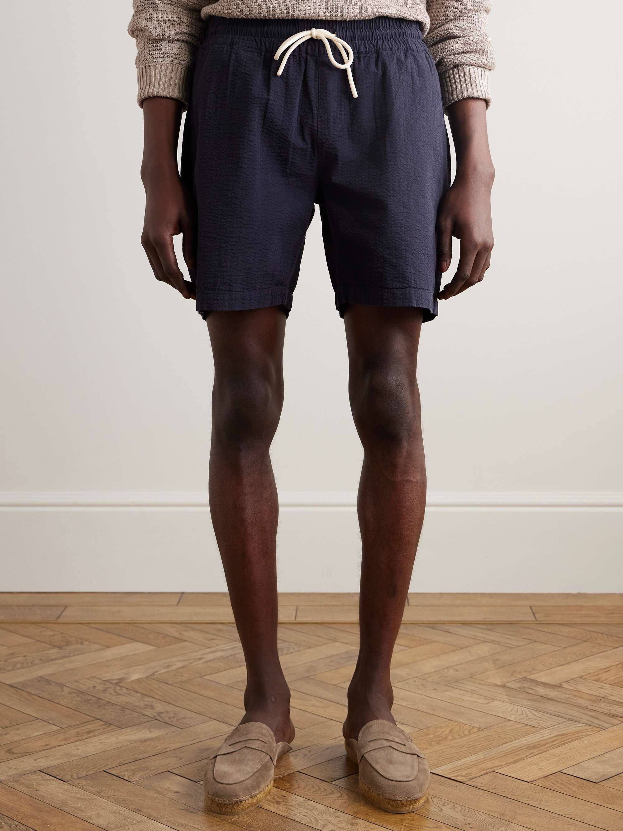 PORTUGUESE FLANNEL Atlantico Cotton-Seersucker Drawstring Shorts