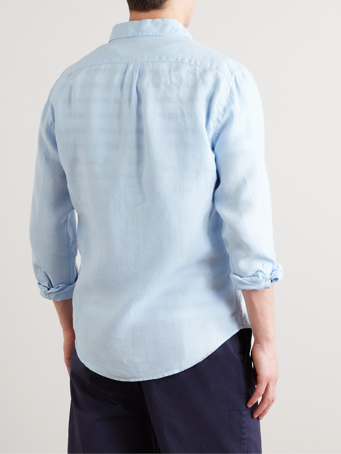 Shop Portuguese Flannel Linen Shirt In Blue