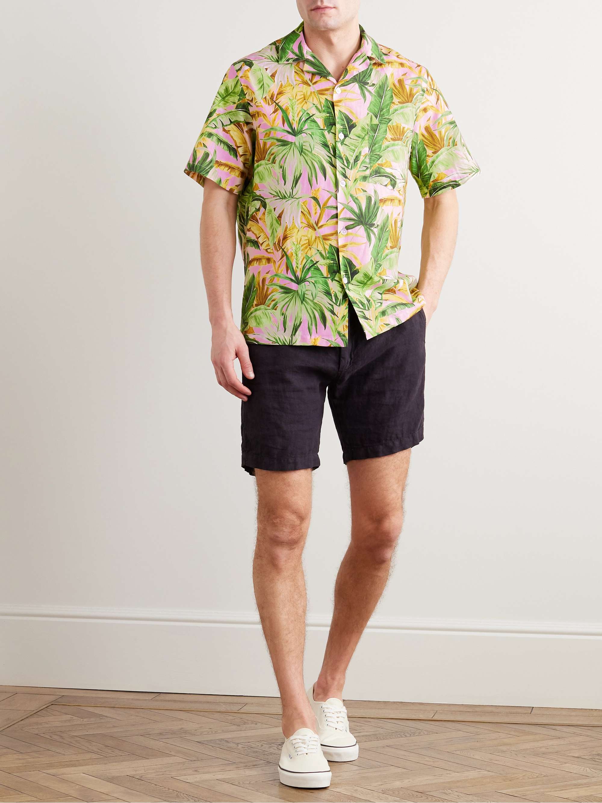 PORTUGUESE FLANNEL Tropical Convertible-Collar Printed Linen and Cotton-Blend Shirt