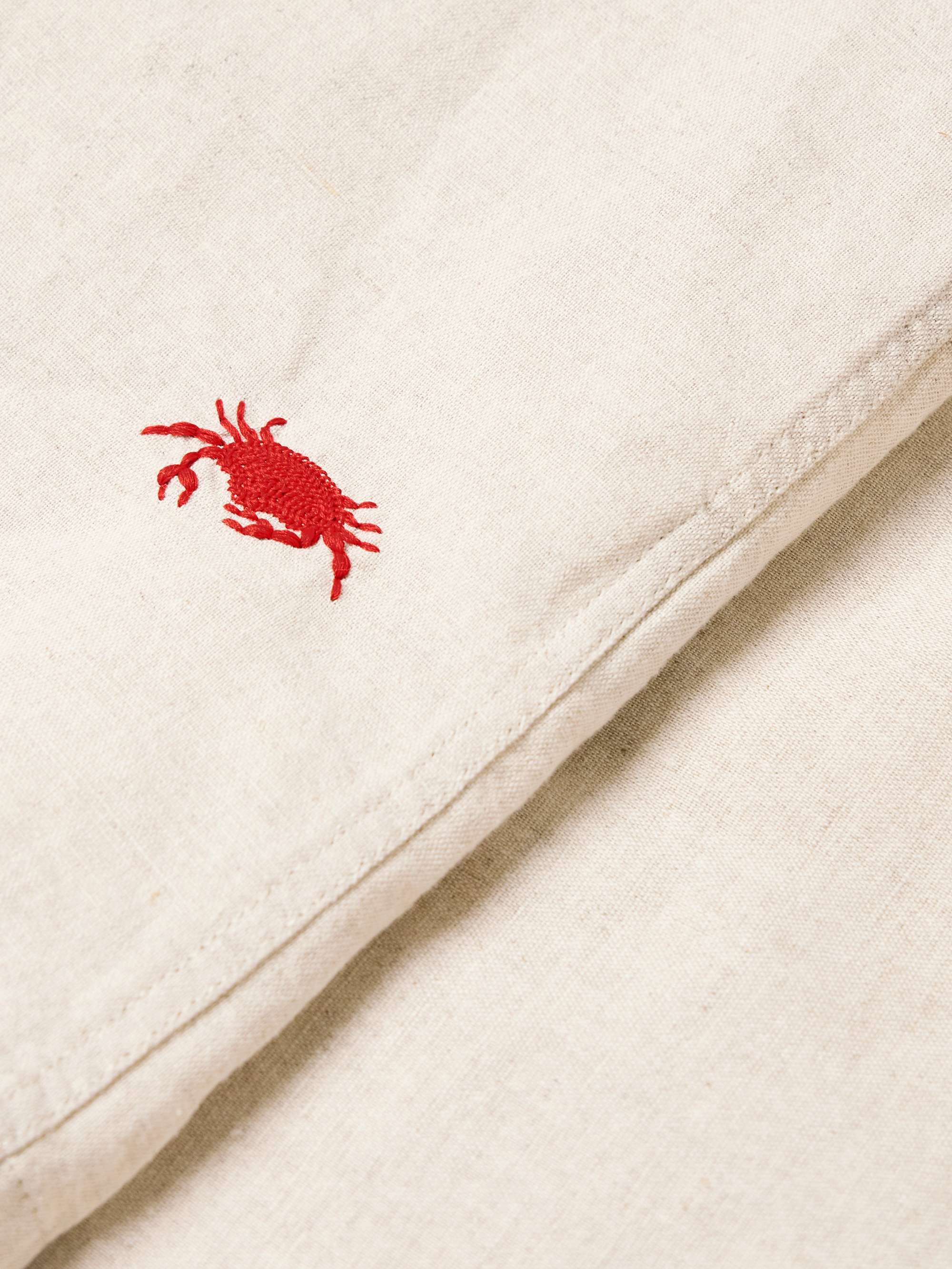 PORTUGUESE FLANNEL Crab Embroidered Linen and Cotton-Blend Shirt