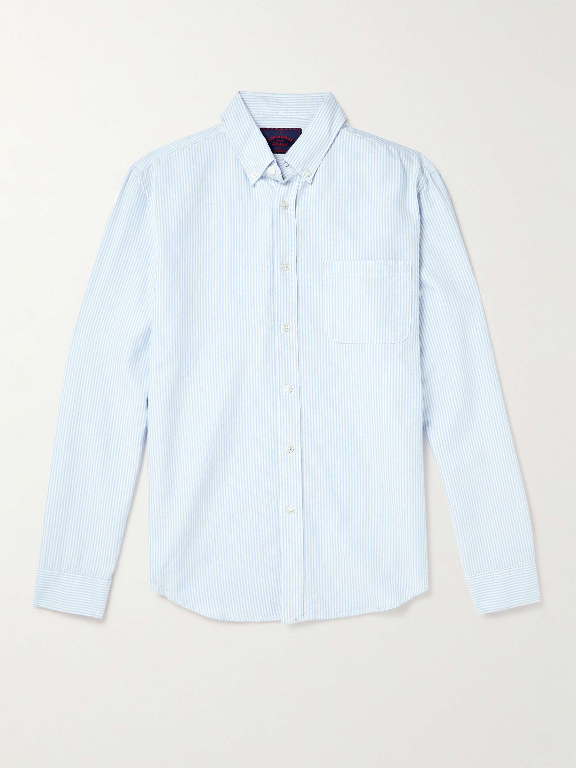 PORTUGUESE FLANNEL Belavista Button-Down Collar Striped Cotton Oxford Shirt