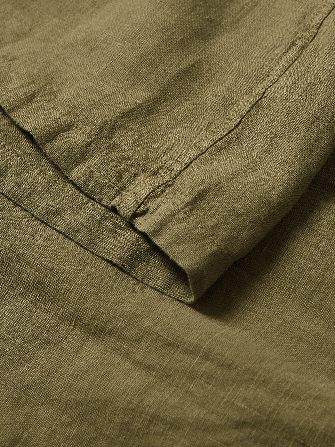 Shop Portuguese Flannel Camp-collar Linen Shirt In Green