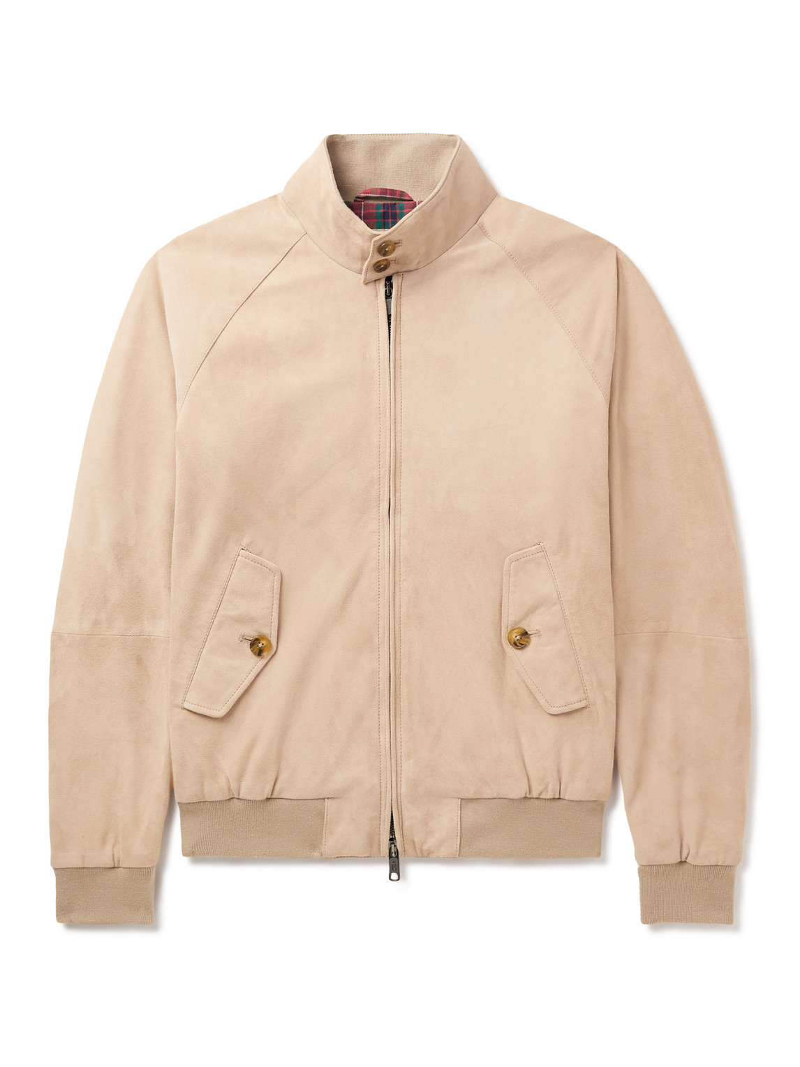 Baracuta G9 Slim-fit Suede Harrington Jacket In Neutrals | ModeSens