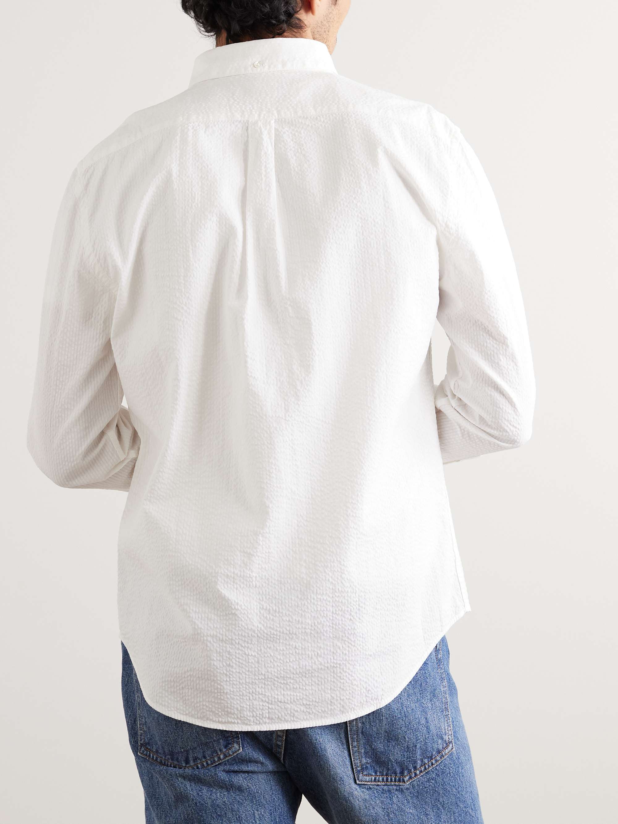 PORTUGUESE FLANNEL Atlantico Slim-Fit Button-Down Collar Cotton-Seersucker Shirt