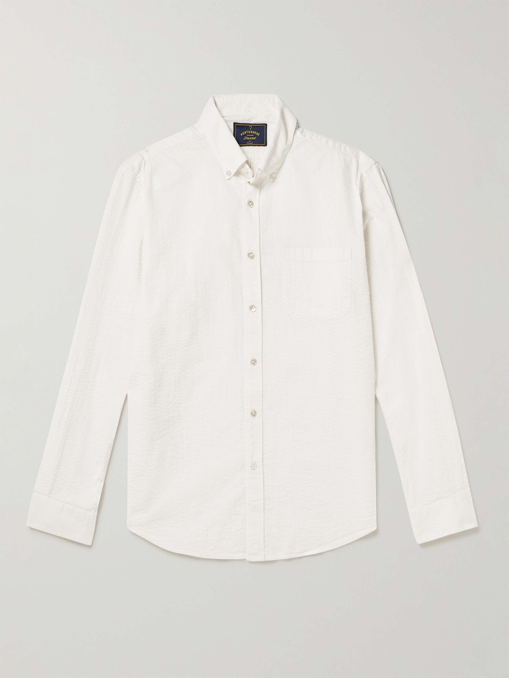 PORTUGUESE FLANNEL Atlantico Slim-Fit Button-Down Collar Cotton-Seersucker Shirt