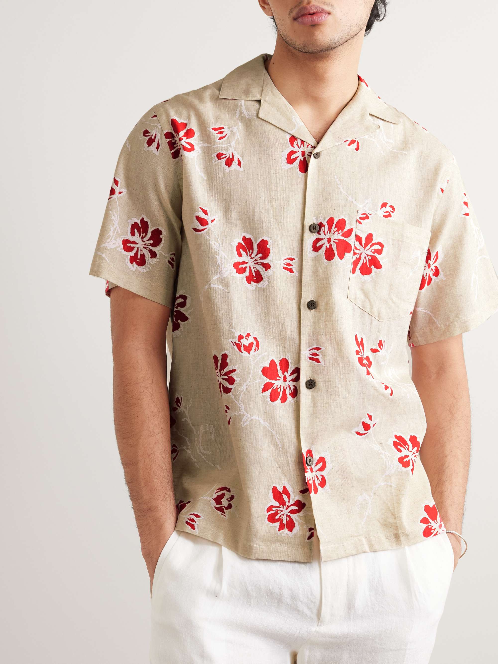 PORTUGUESE FLANNEL Camp-Collar Floral-Print Linen and Cotton-Blend Shirt
