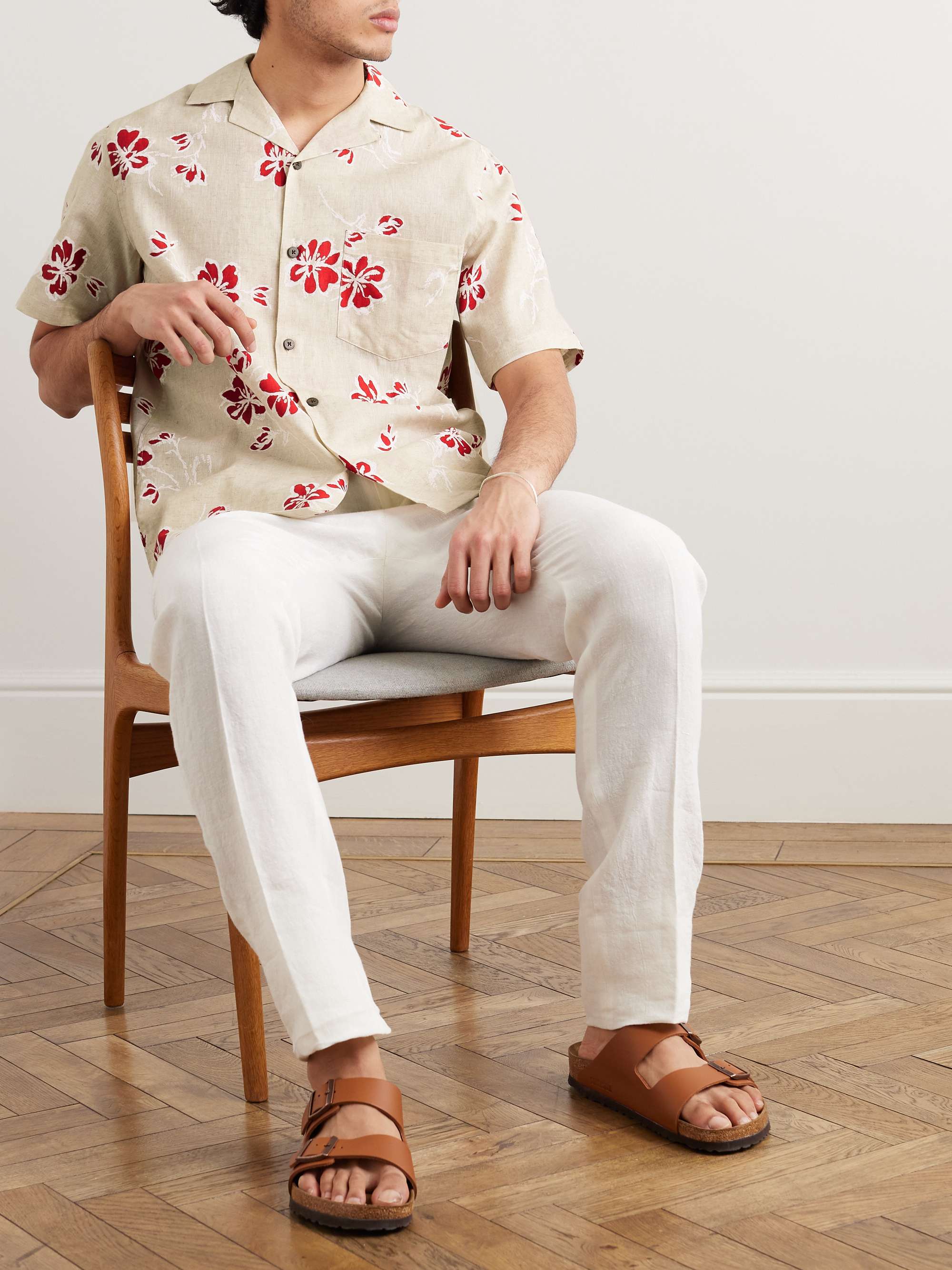 PORTUGUESE FLANNEL Camp-Collar Floral-Print Linen and Cotton-Blend Shirt