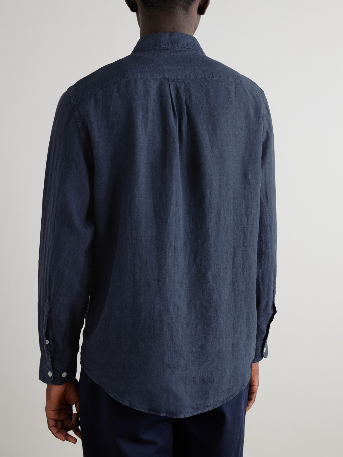 Shop Portuguese Flannel Linen Shirt In Blue