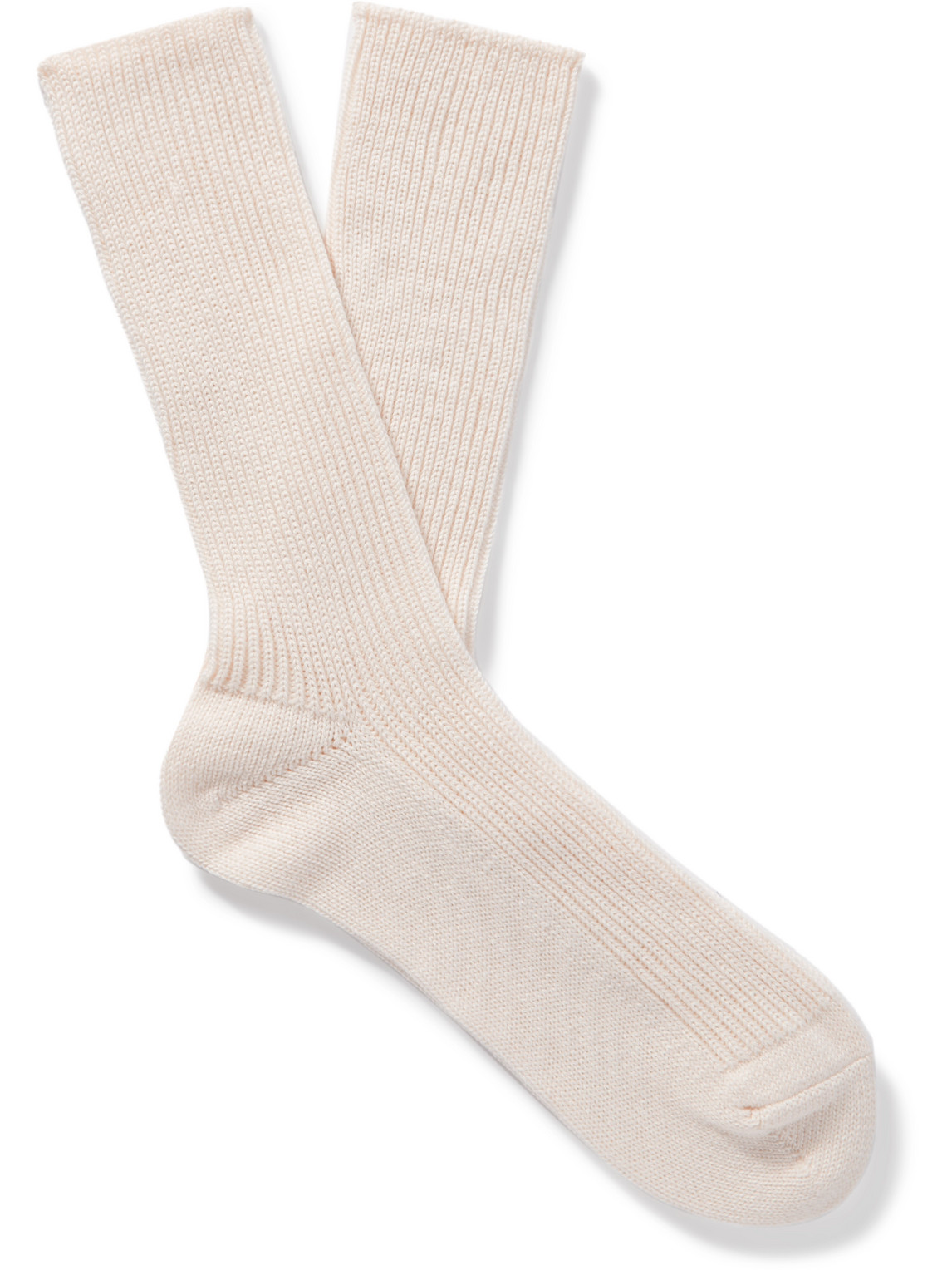 Auralee Ribbed Cotton-Blend Socks