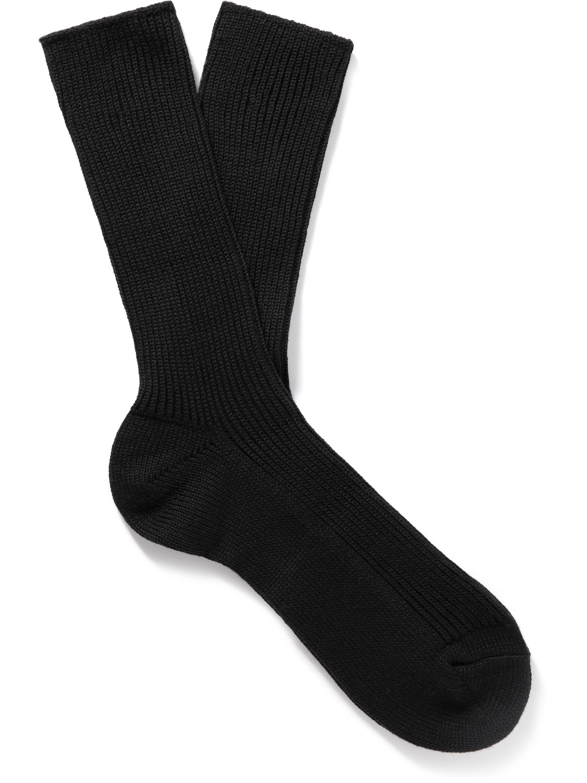 Auralee Ribbed Cotton-Blend Socks