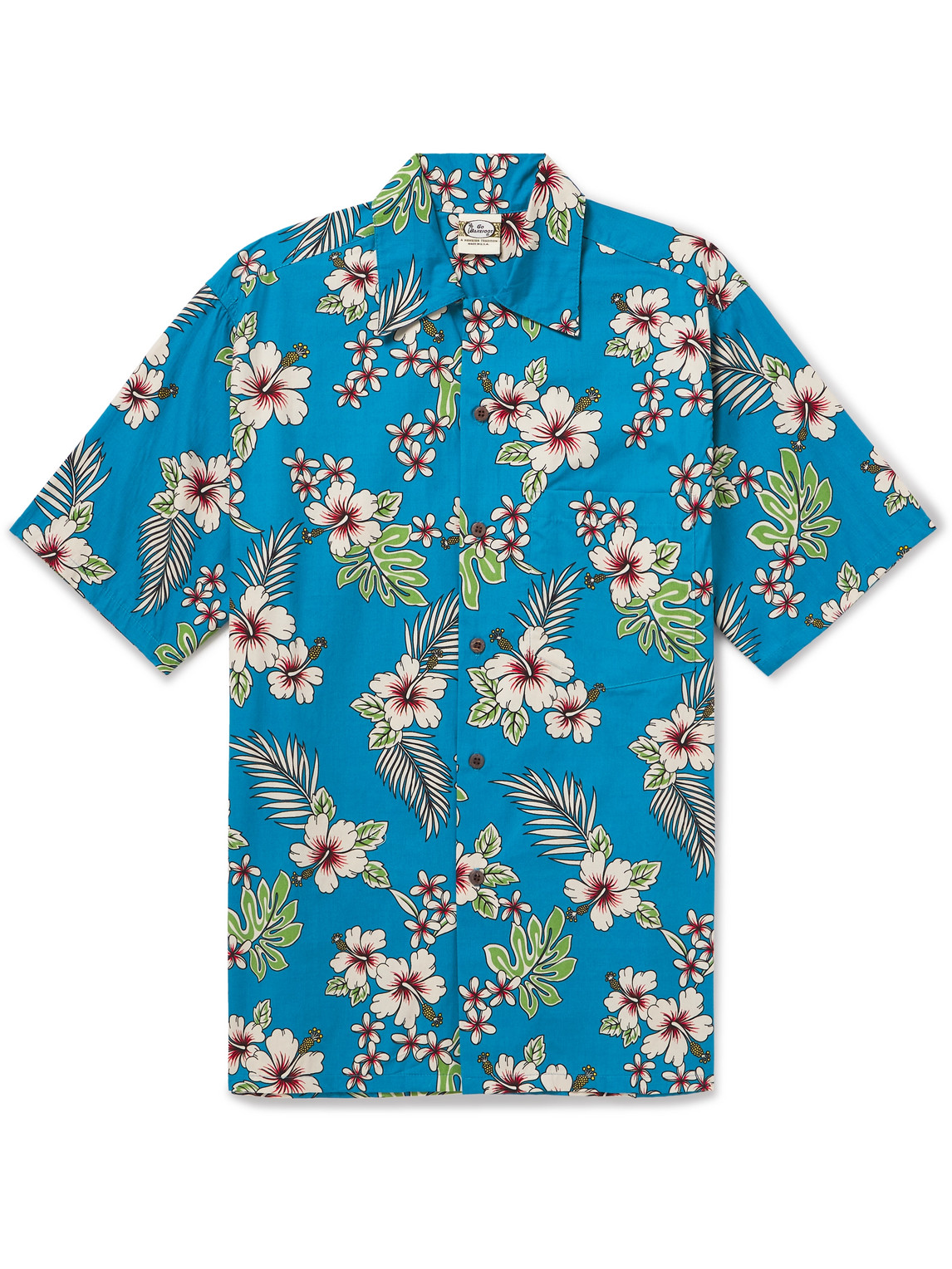 Haole Hibiscus Convertible-Collar Floral-Print Cotton Shirt