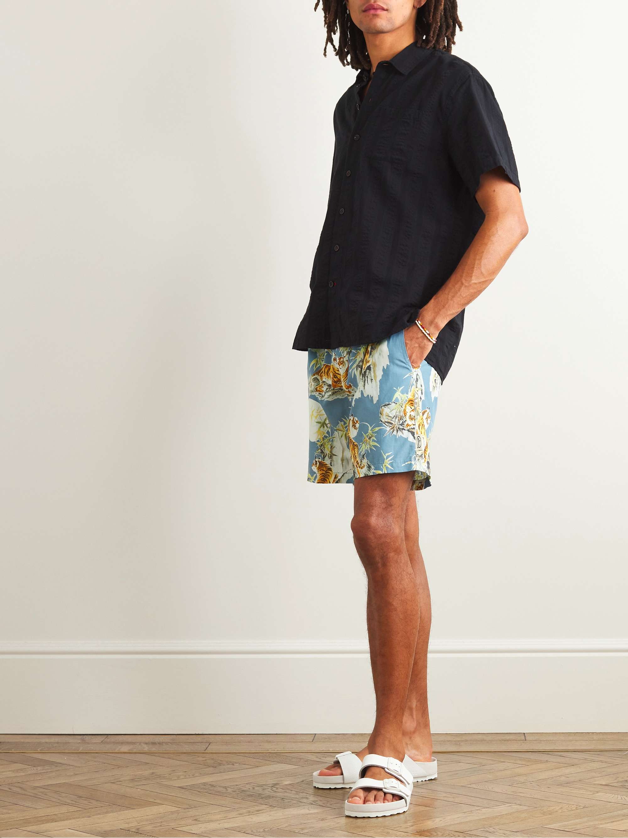 GO BAREFOOT Straight-Leg Printed Cotton-Blend Shorts for Men | MR PORTER