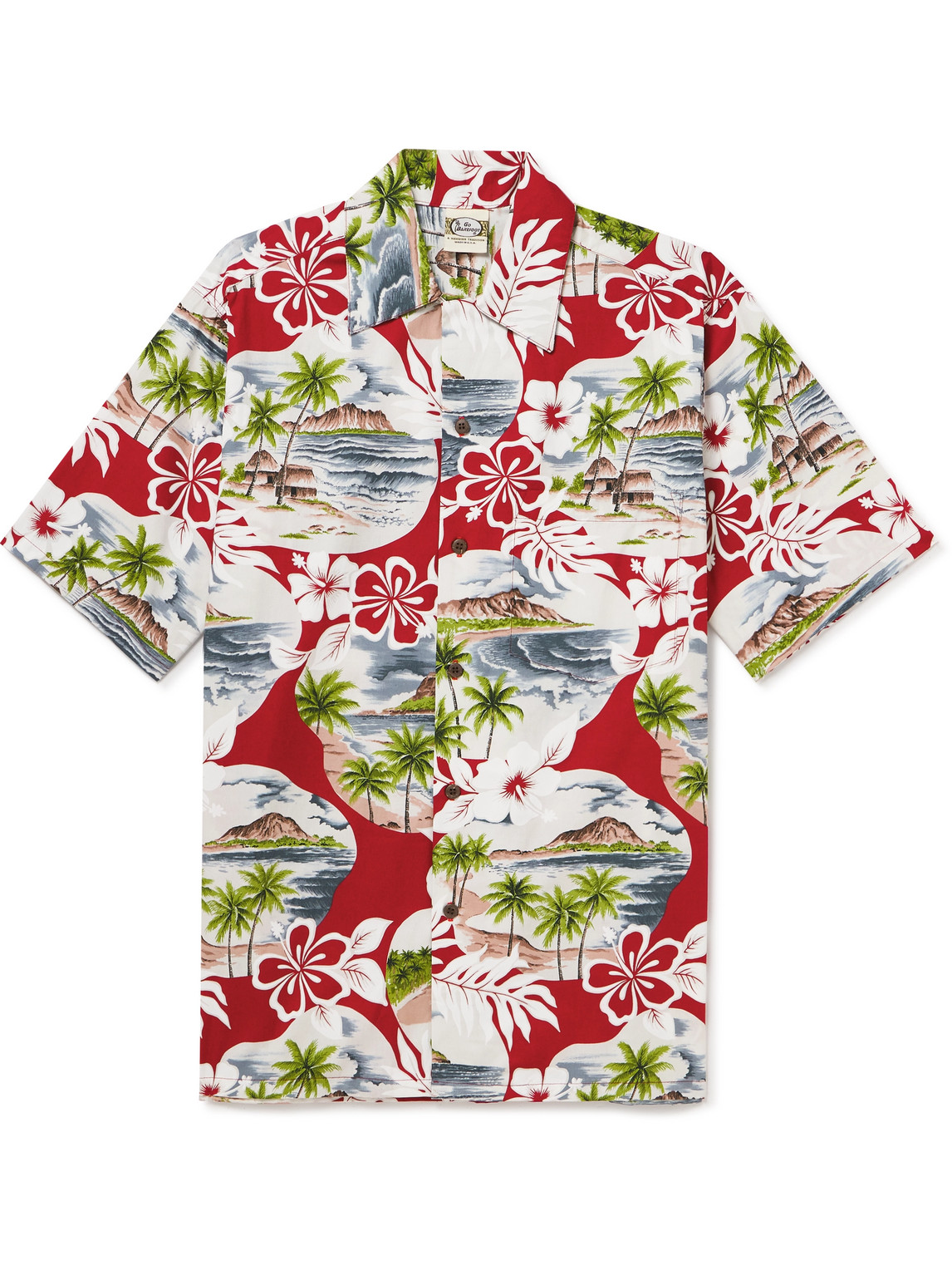 Island Pareo Convertible-Collar Printed Cotton Shirt