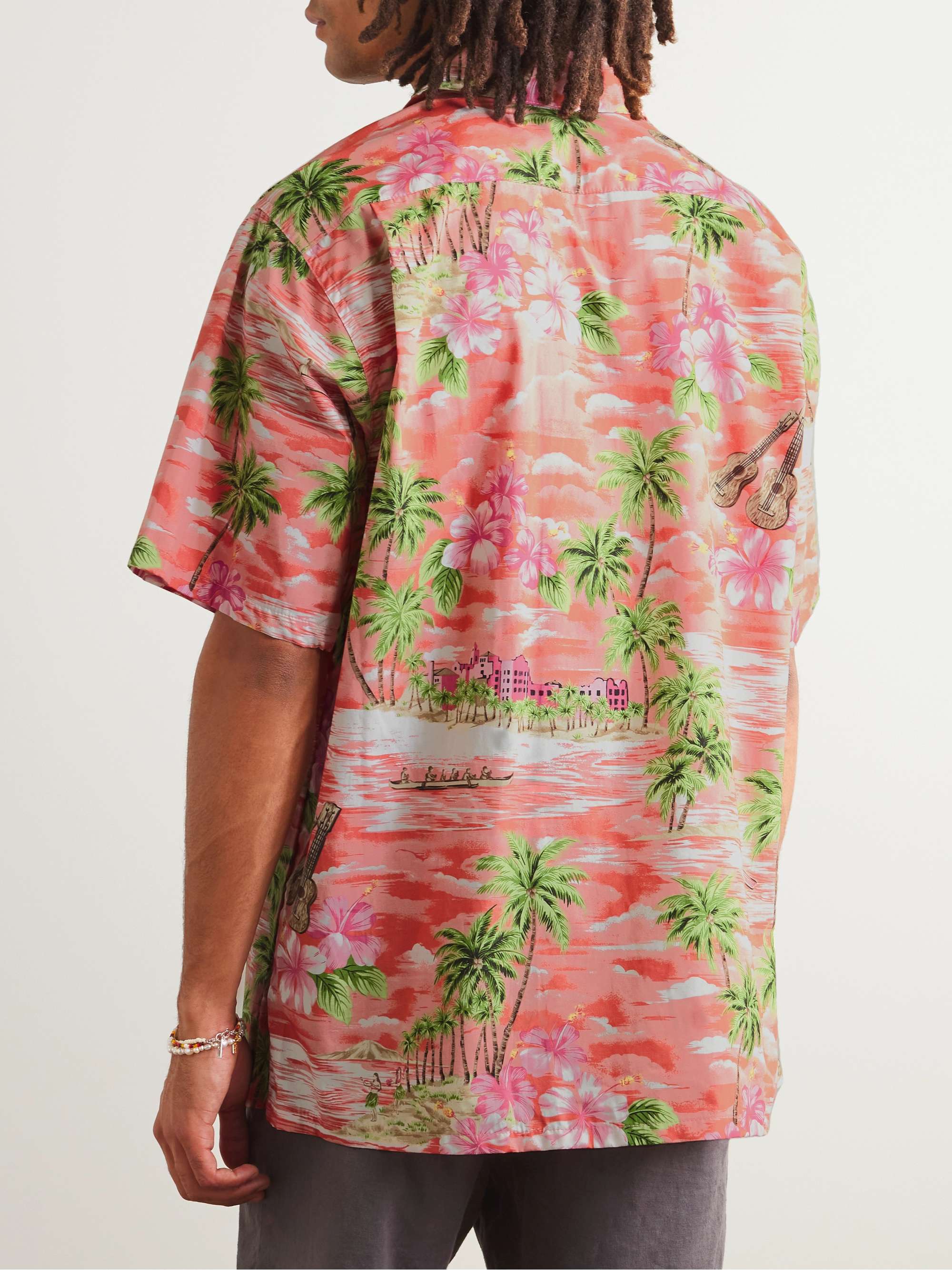 GO BAREFOOT Waikiki Convertible-Collar Printed Cotton Shirt