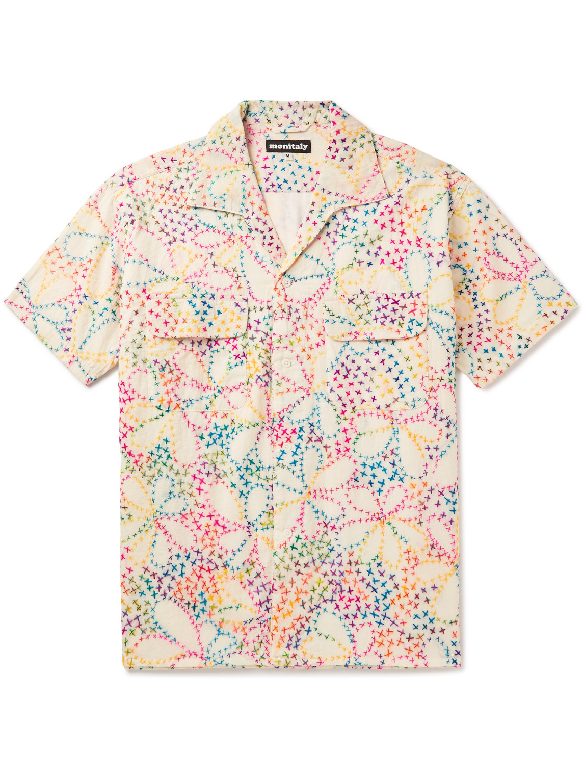 Monitaly 50's Milano Camp-Collar Embroidered Cotton Shirt | Smart