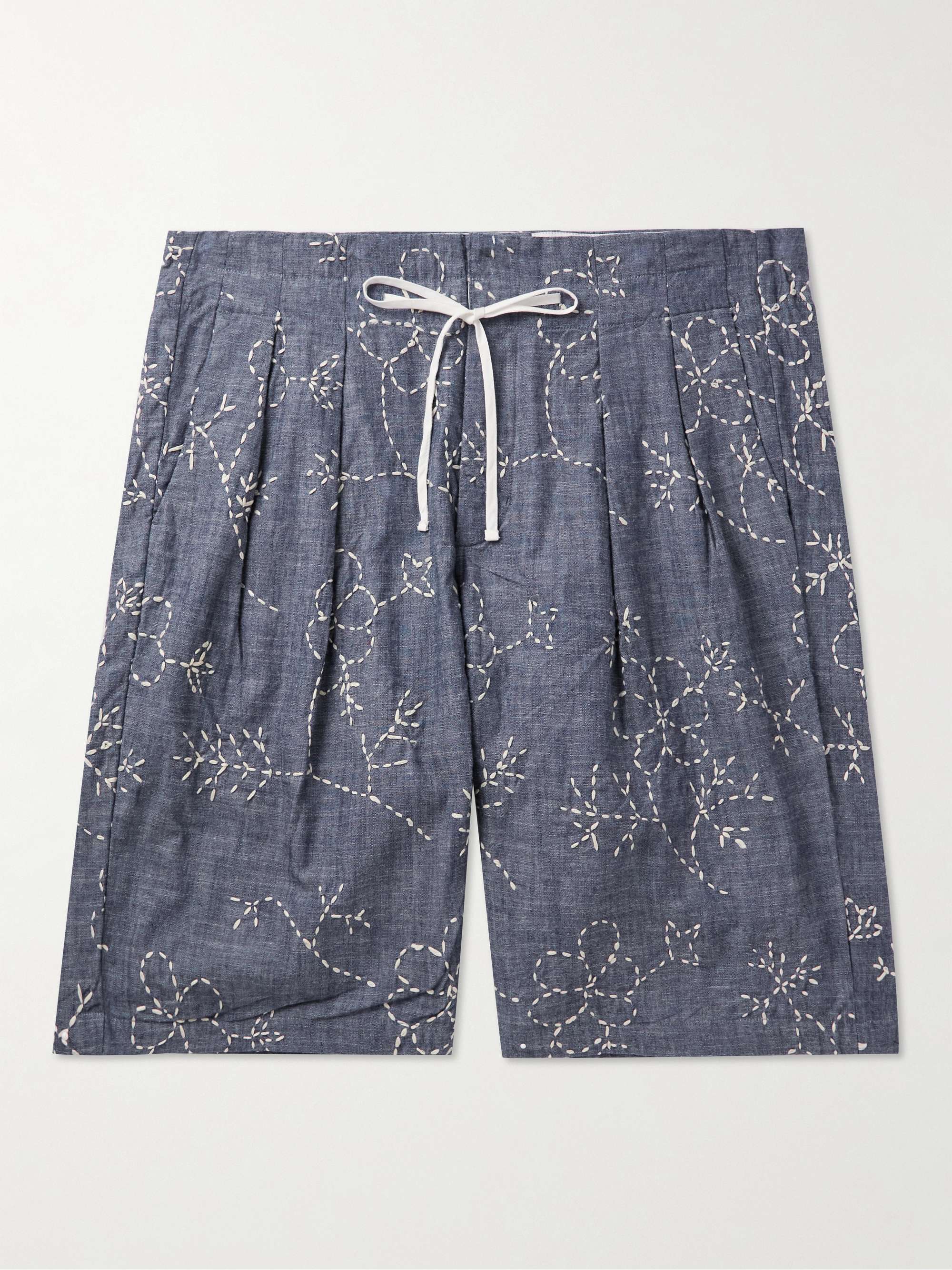 MONITALY Straight-Leg Embroidered Cotton Shorts