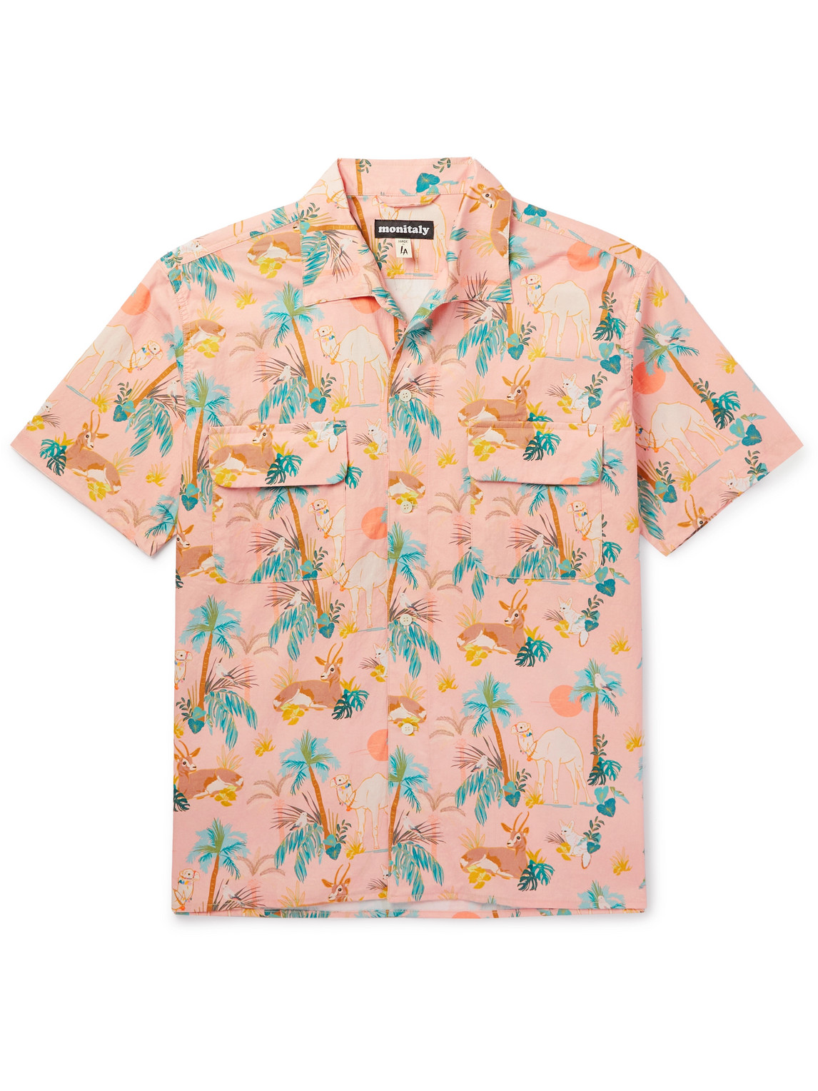 Monitaly Milano M50 Printed Cotton-poplin Shirt In Pink