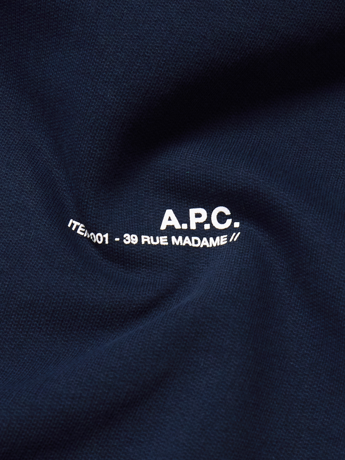 Shop Apc Logo-print Cotton-jersey Hoodie In Blue