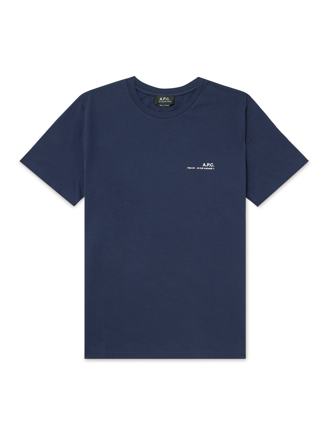 Shop Apc Logo-print Cotton-jersey T-shirt In Blue