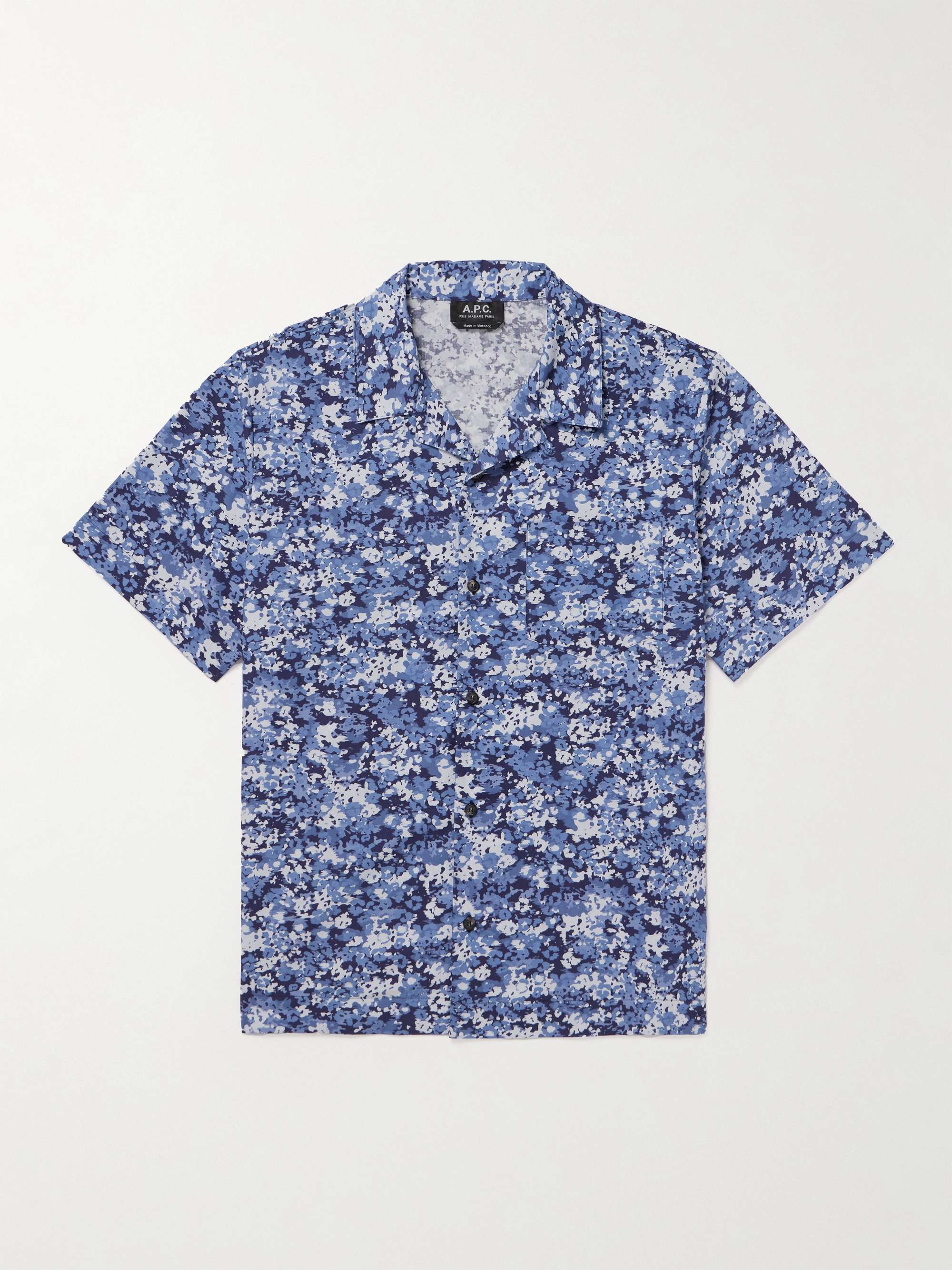 A.P.C. Lloyd Convertible-Collar Printed Cotton Shirt