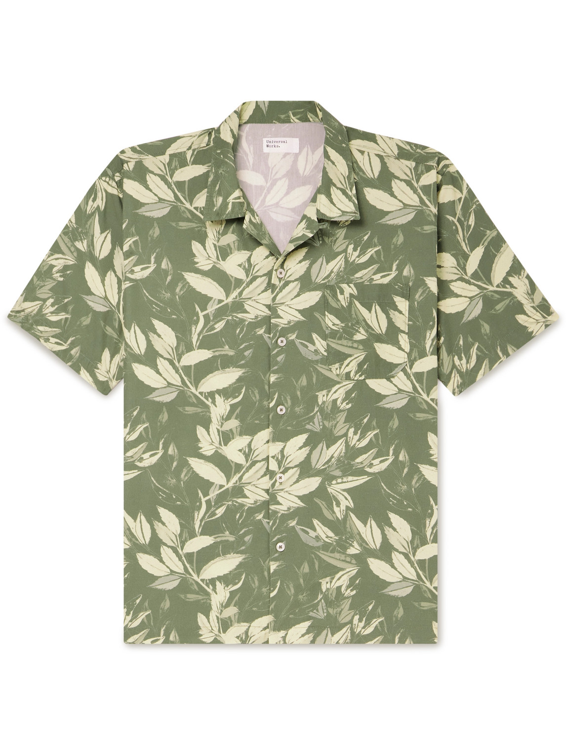 Universal Works Road Shirt Organic Jungle Print Olive P28034 In Green