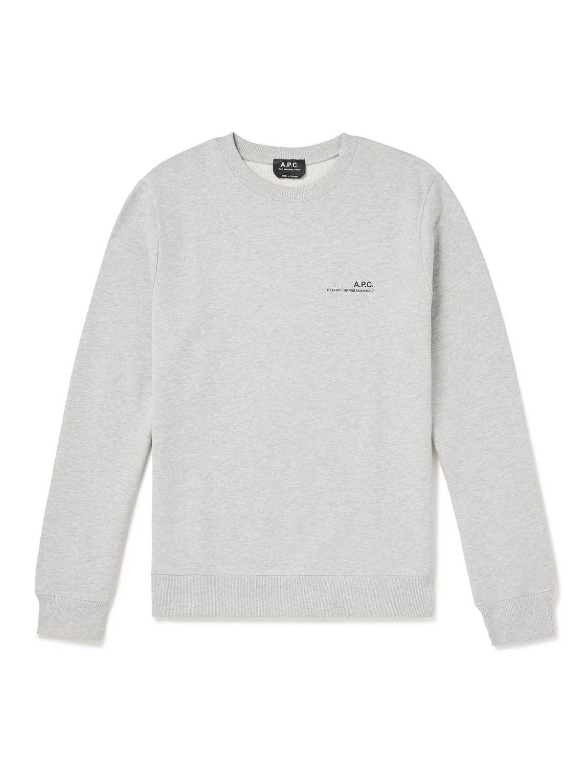 Apc Item Logo-print Cotton-jersey Sweatshirt In Gray