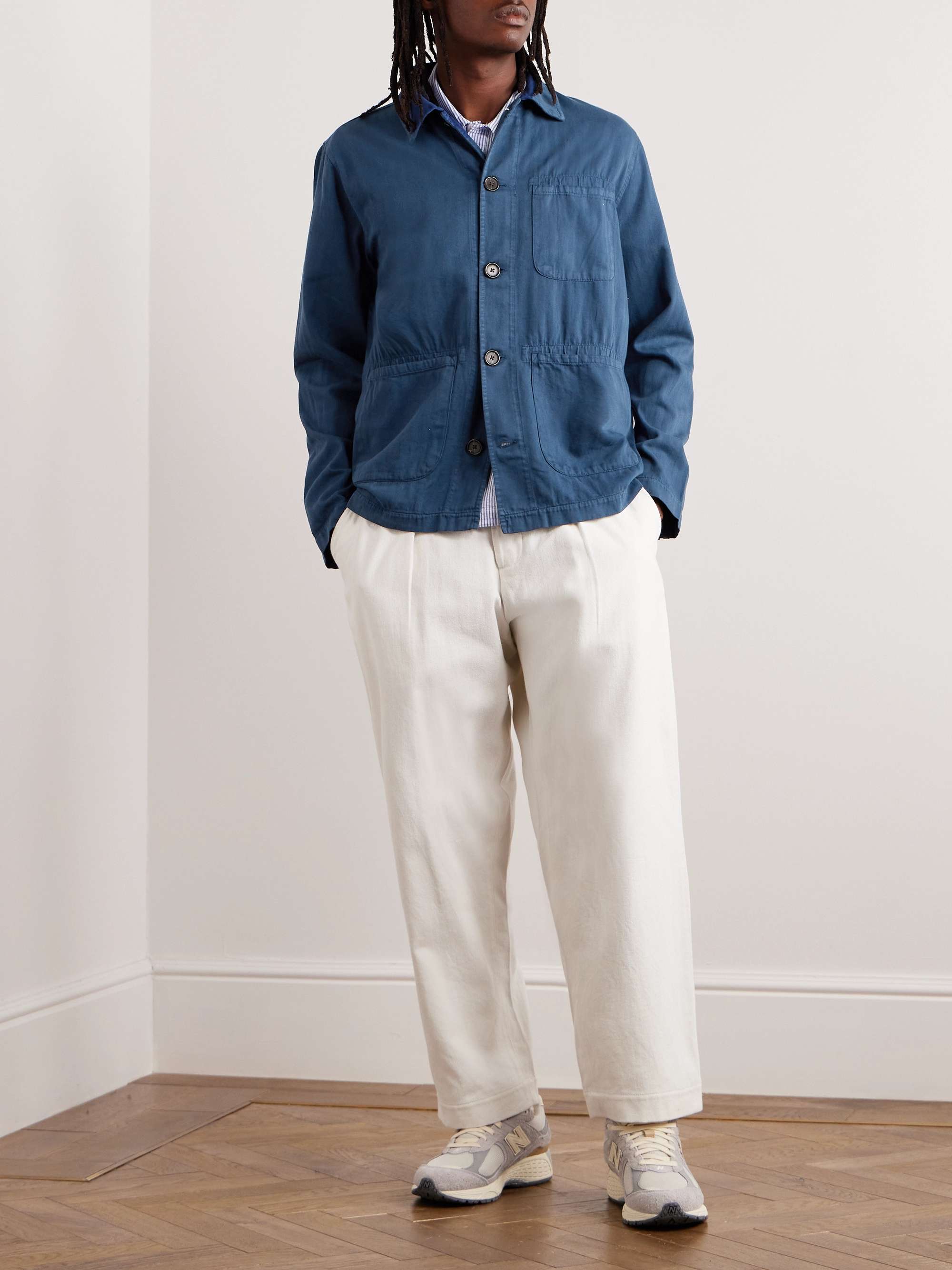 UNIVERSAL WORKS Garment-Dyed Herringbone Cotton Field Jacket for Men ...